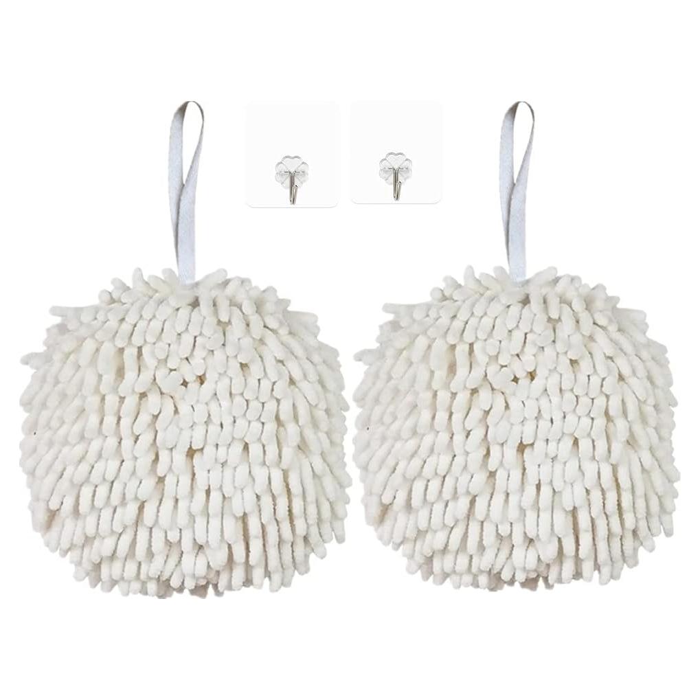 Toallas de Mano Chenille Yaocoral Set de 2 Blancas Secado Rápido
