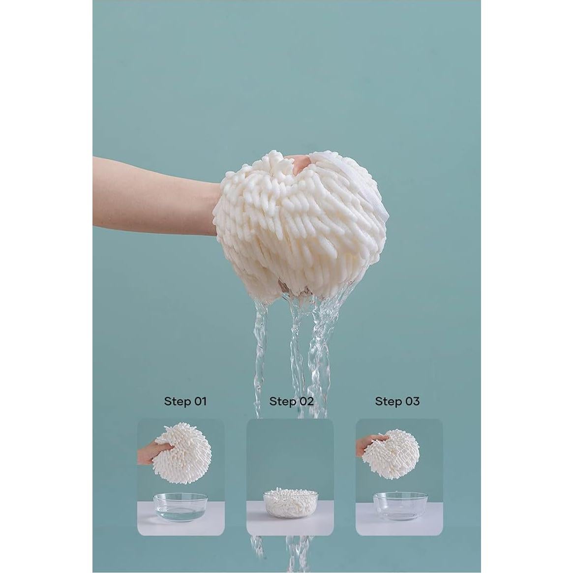 Toallas de Mano Chenille Yaocoral Set de 2 Blancas Secado Rápido