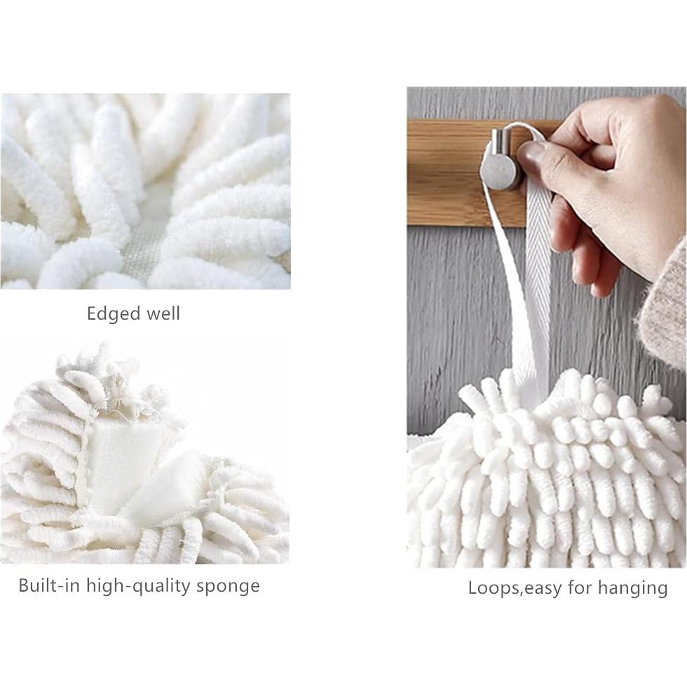 Toallas de Mano Chenille Yaocoral Set de 2 Blancas Secado Rápido