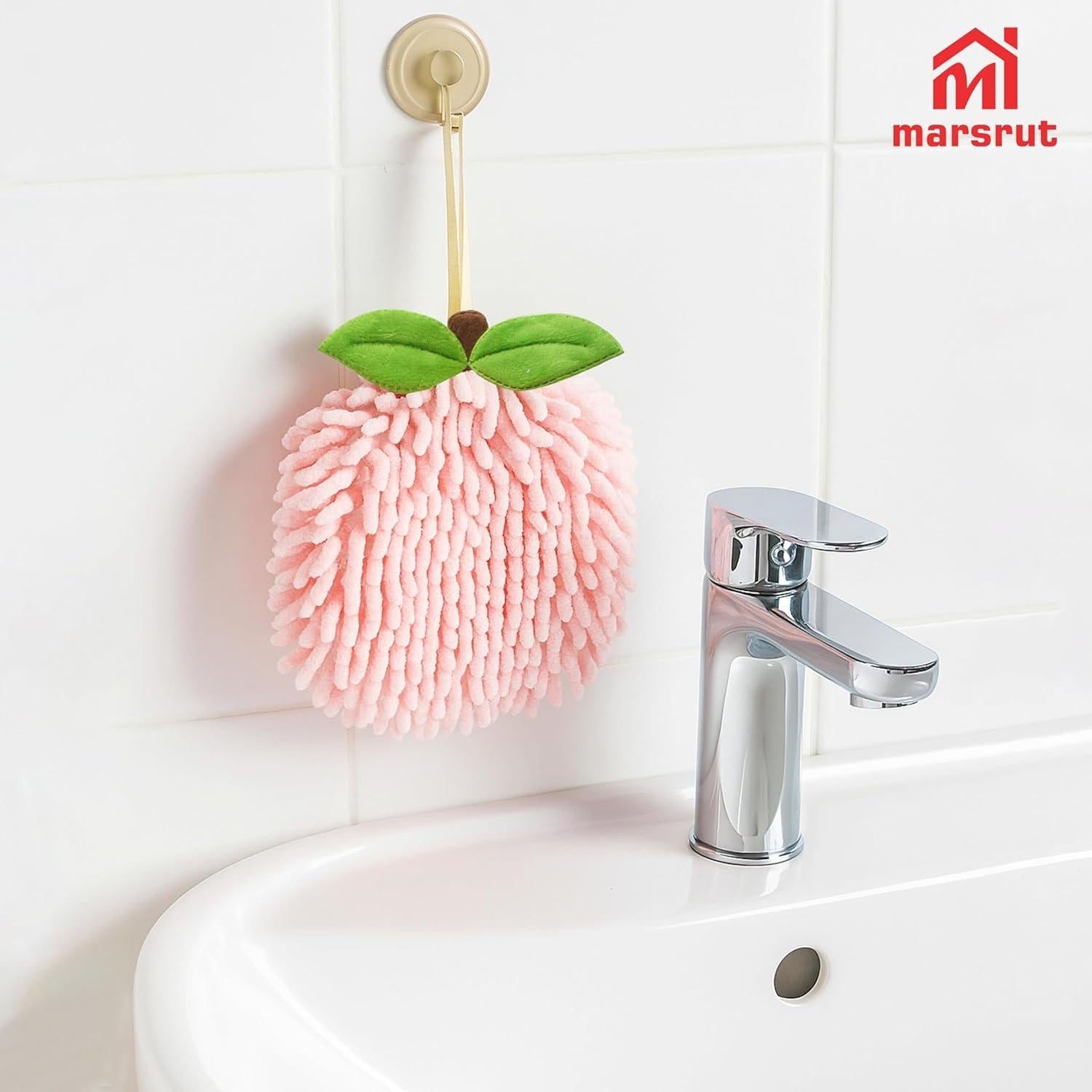 Juego de 2 toallas de mano Marsrut rosa de chenilla 19x17cm