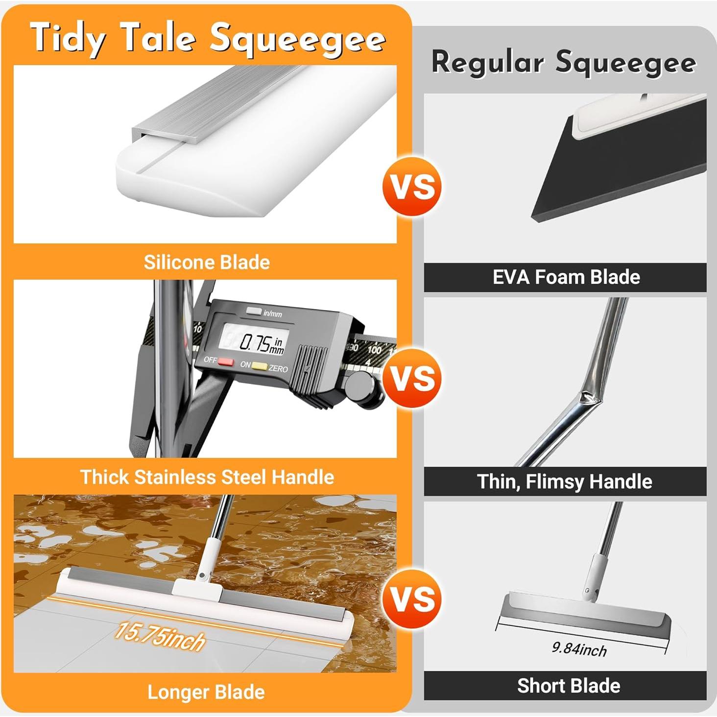 Raspador de Piso TidyTale 165 cm Mango Largo Silicona Rotatorio