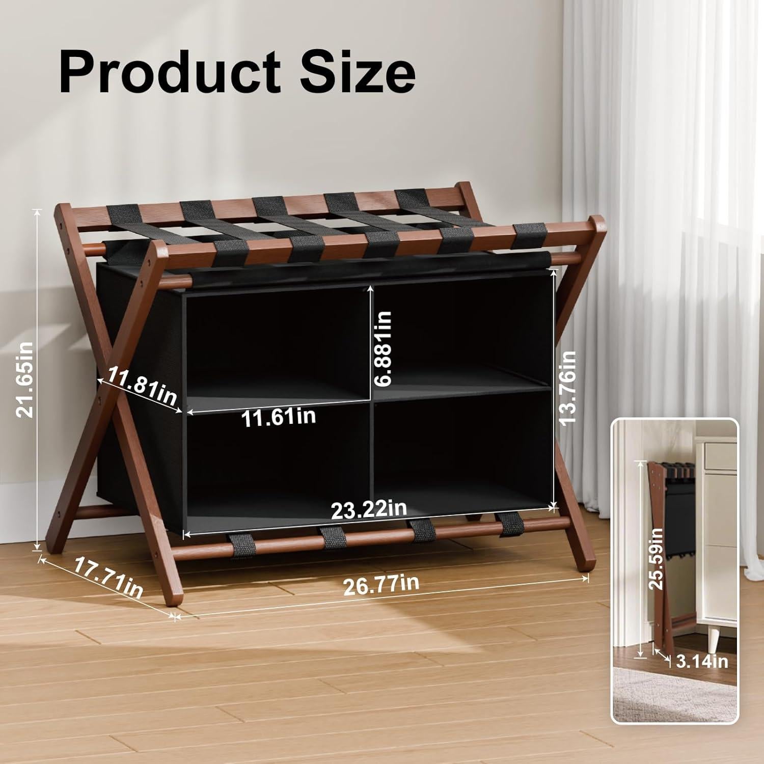 Soporte de Equipaje de Bambú Aetherika Plegable 68 kg