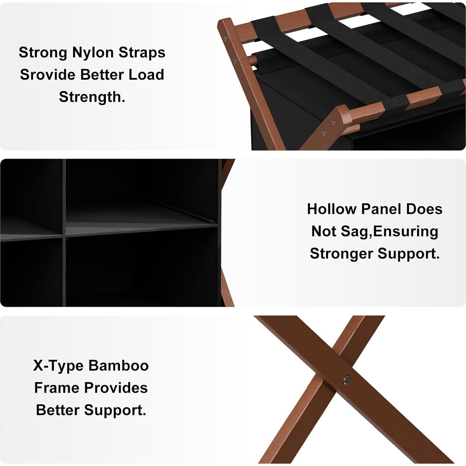 Soporte de Equipaje de Bambú Aetherika Plegable 68 kg