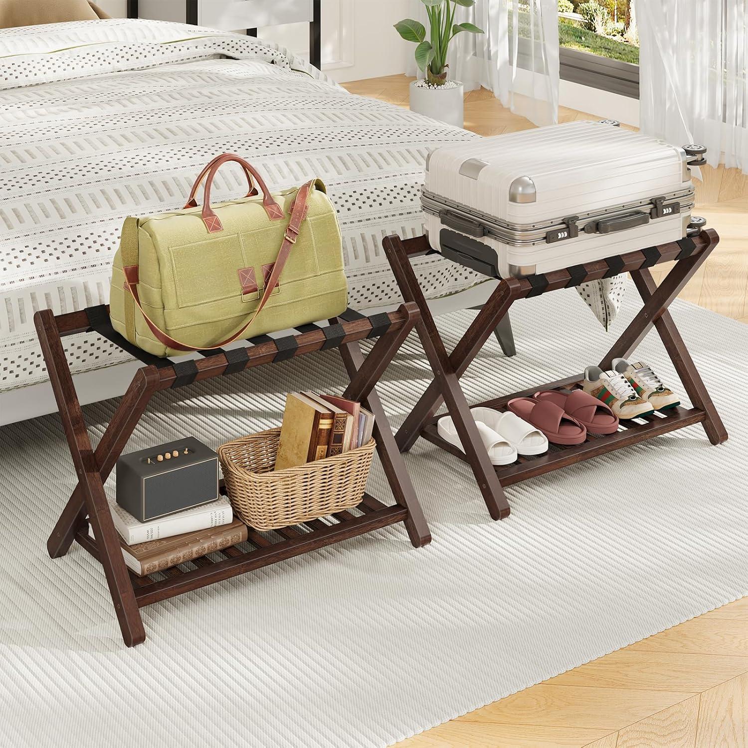 Soportes para Equipaje HOOBRO, Juego de 2, Bambú Plegables