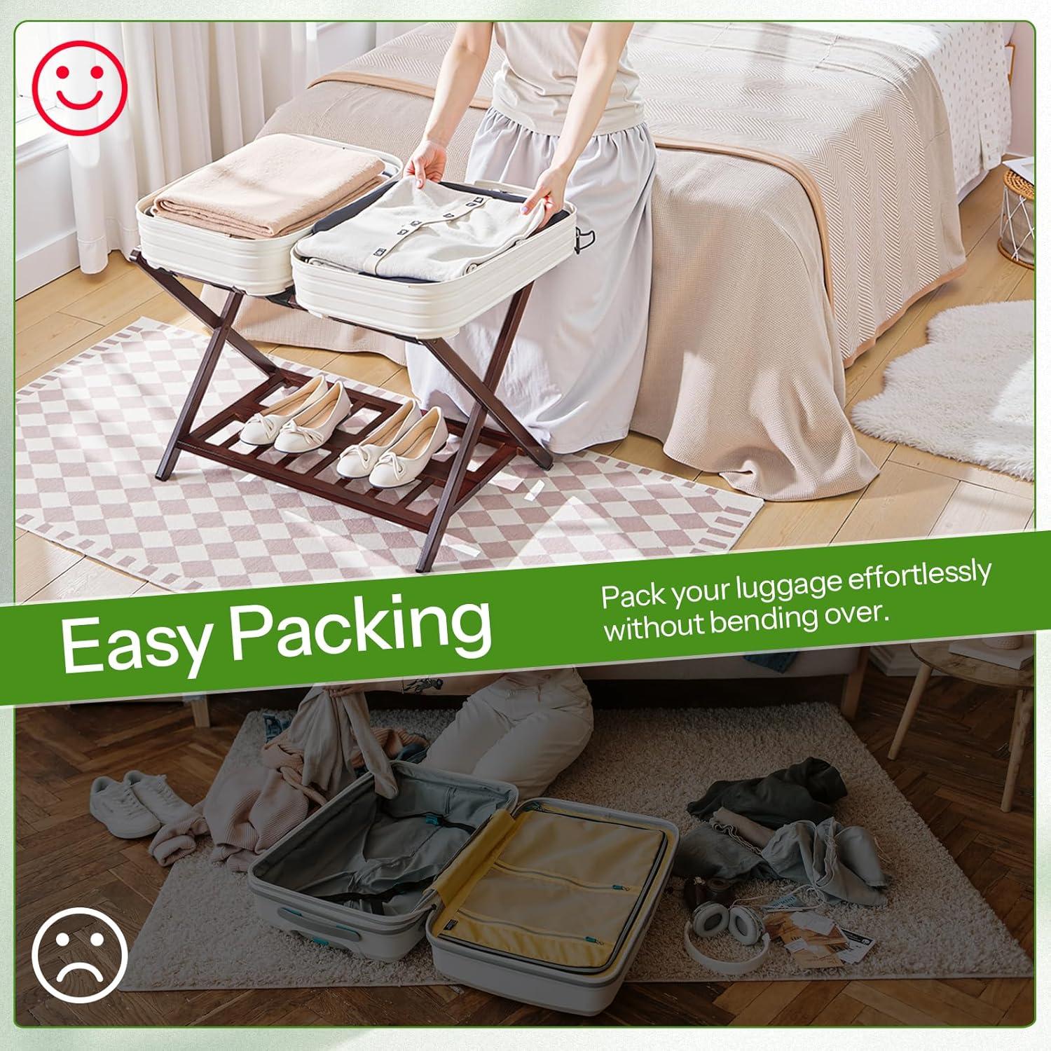 Soportes para Equipaje HOOBRO, Juego de 2, Bambú Plegables