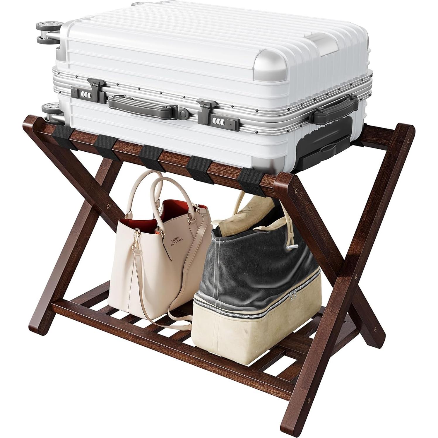 Soportes para Equipaje HOOBRO, Juego de 2, Bambú Plegables