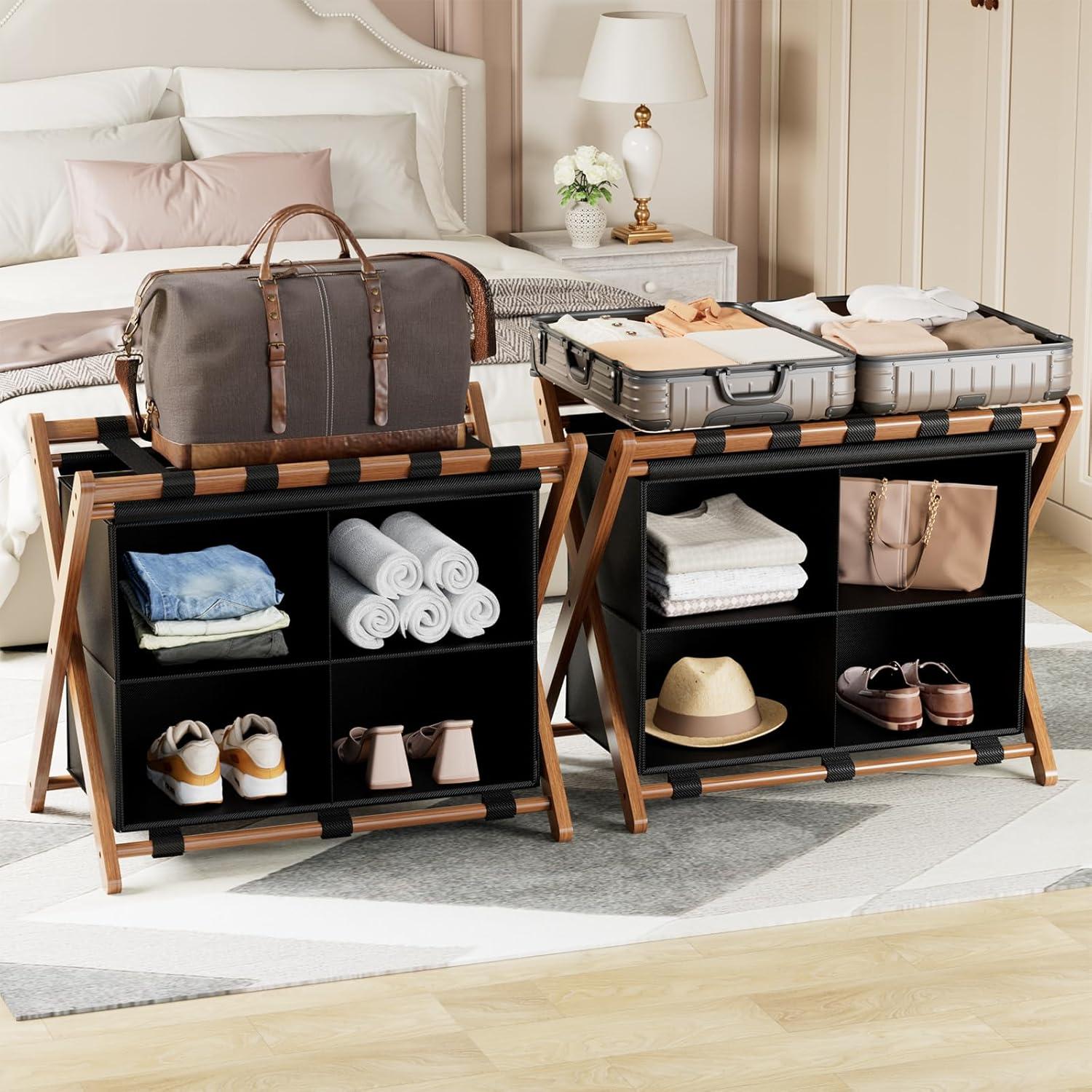 Soporte de Equipaje Plegable de Bambú MHACVVO 68 kg 2 Pcs