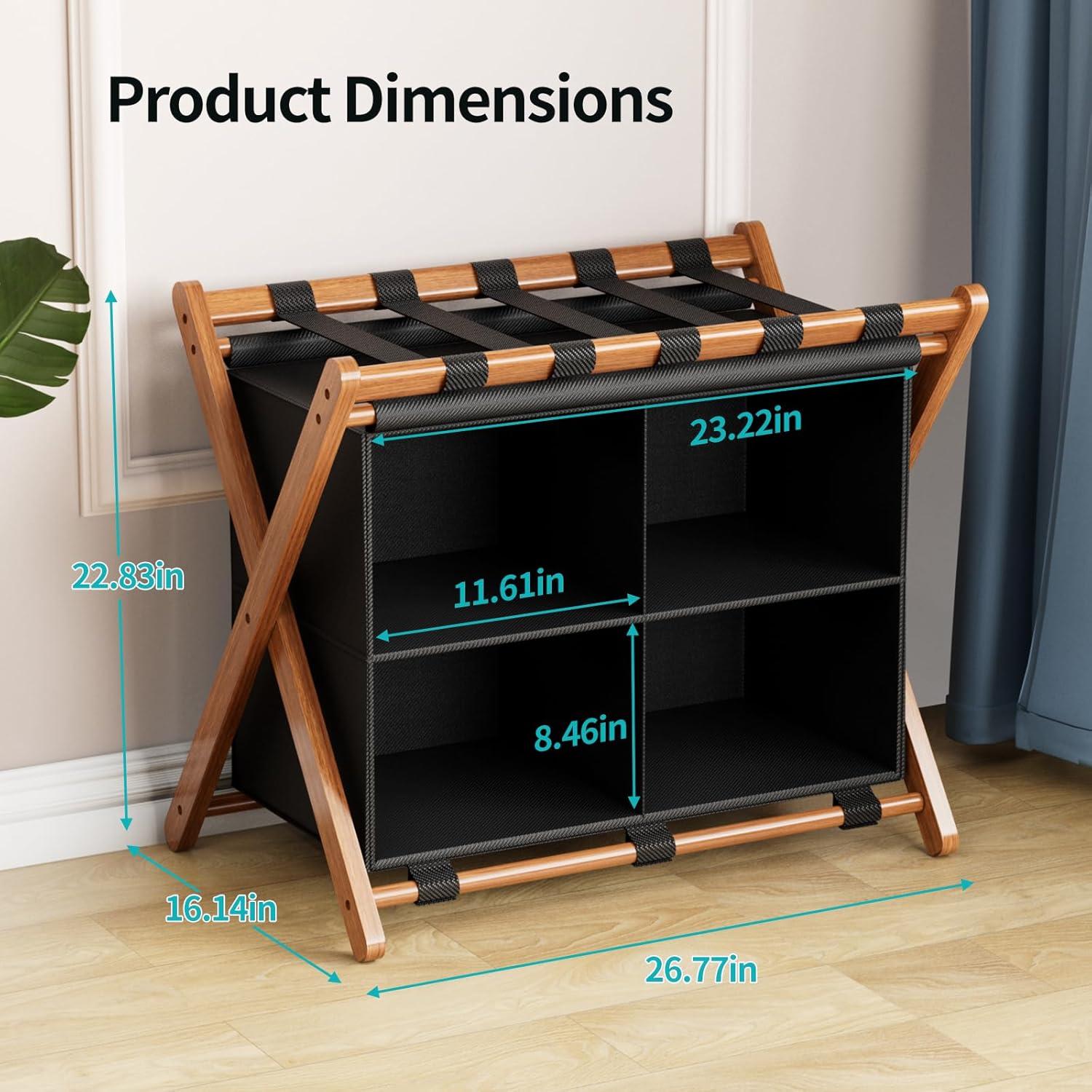 Soporte de Equipaje Plegable de Bambú MHACVVO 68 kg 2 Pcs