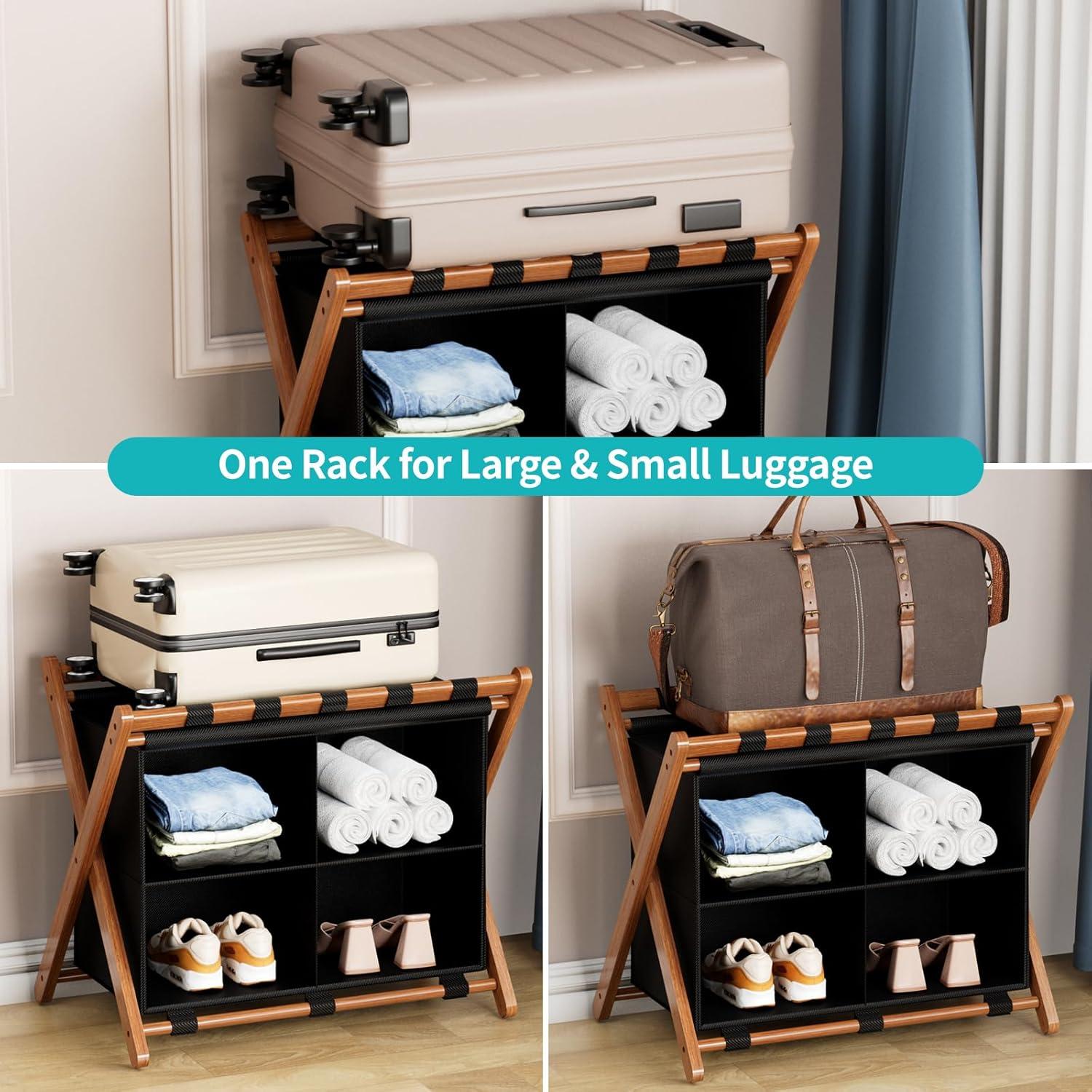 Soporte de Equipaje Plegable de Bambú MHACVVO 68 kg 2 Pcs