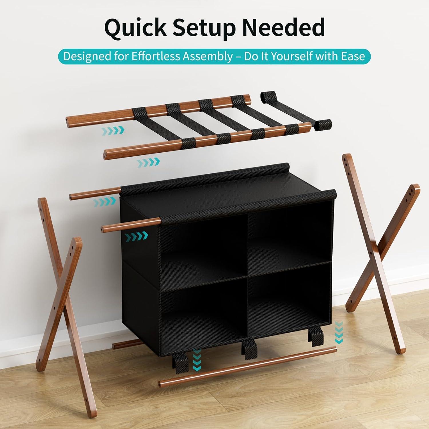 Soporte de Equipaje Plegable de Bambú MHACVVO 68 kg 2 Pcs