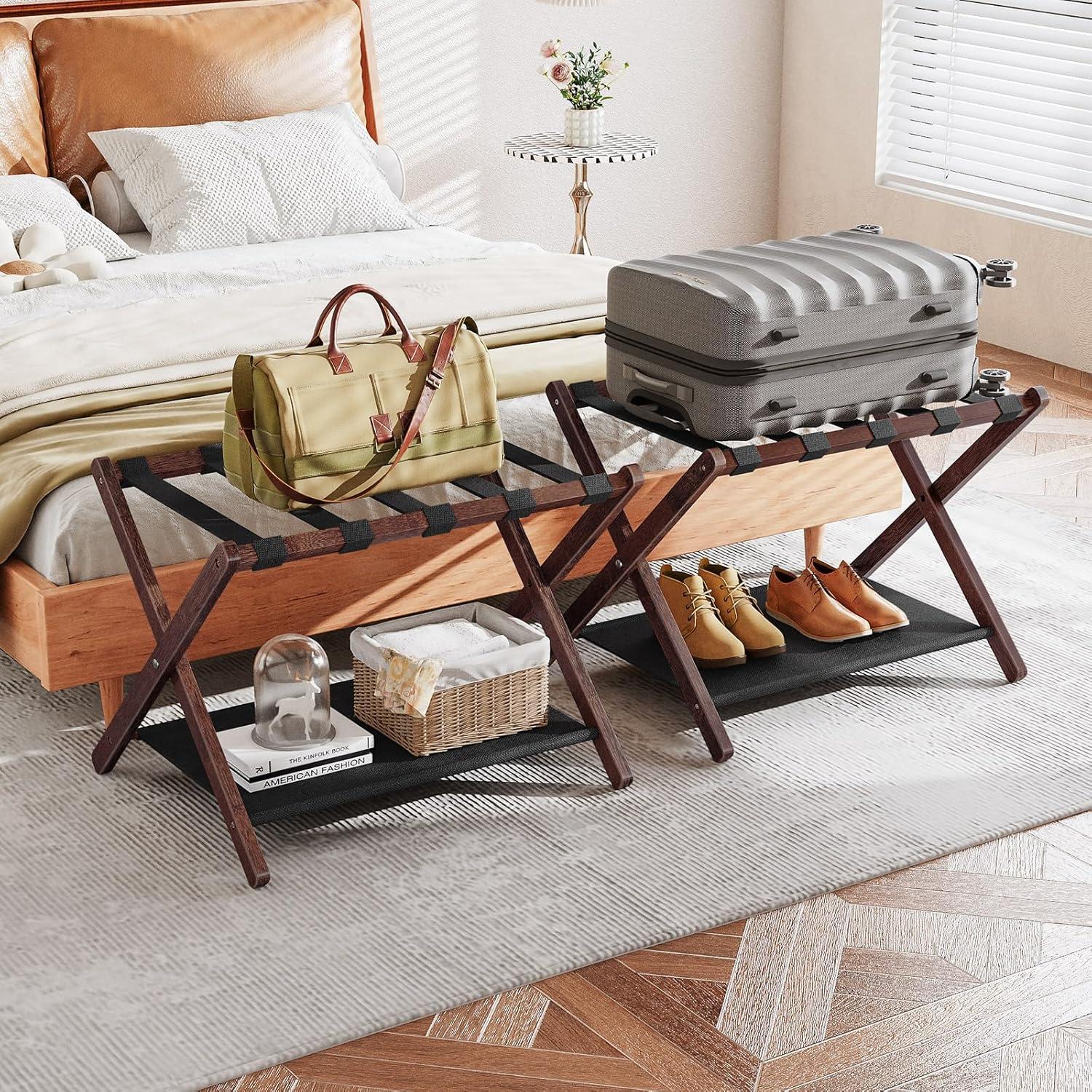 Soportes para Equipaje HOOBRO, Juego de 2, Plegables, Bambú