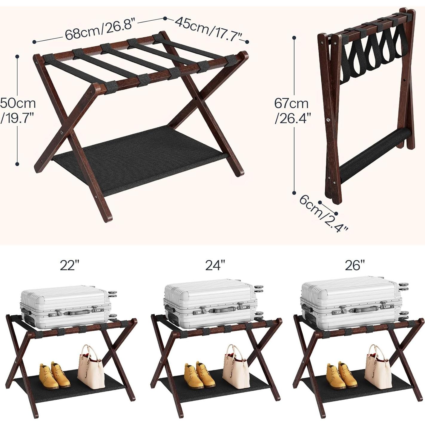 Soportes para Equipaje HOOBRO, Juego de 2, Plegables, Bambú