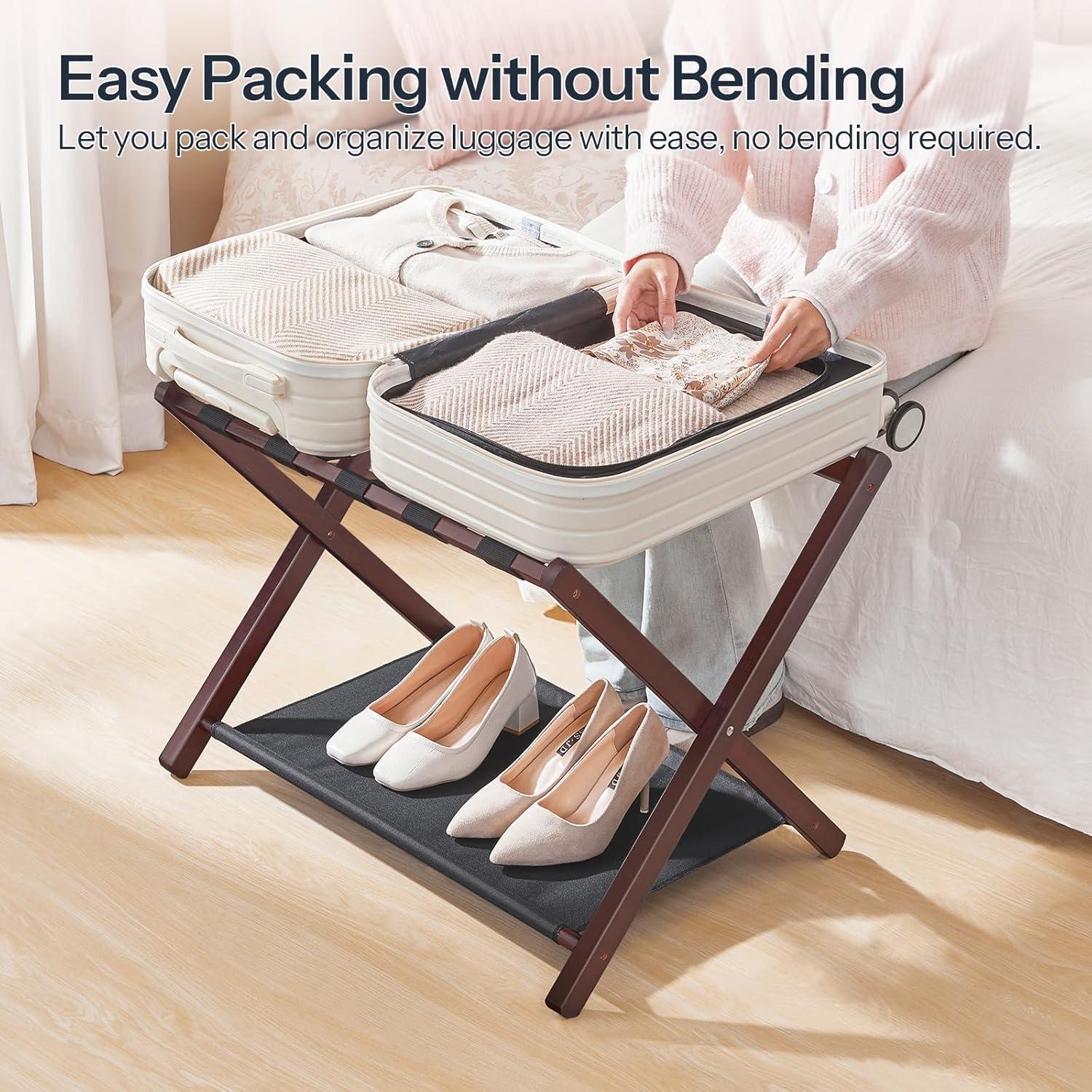 Soportes para Equipaje HOOBRO, Juego de 2, Plegables, Bambú