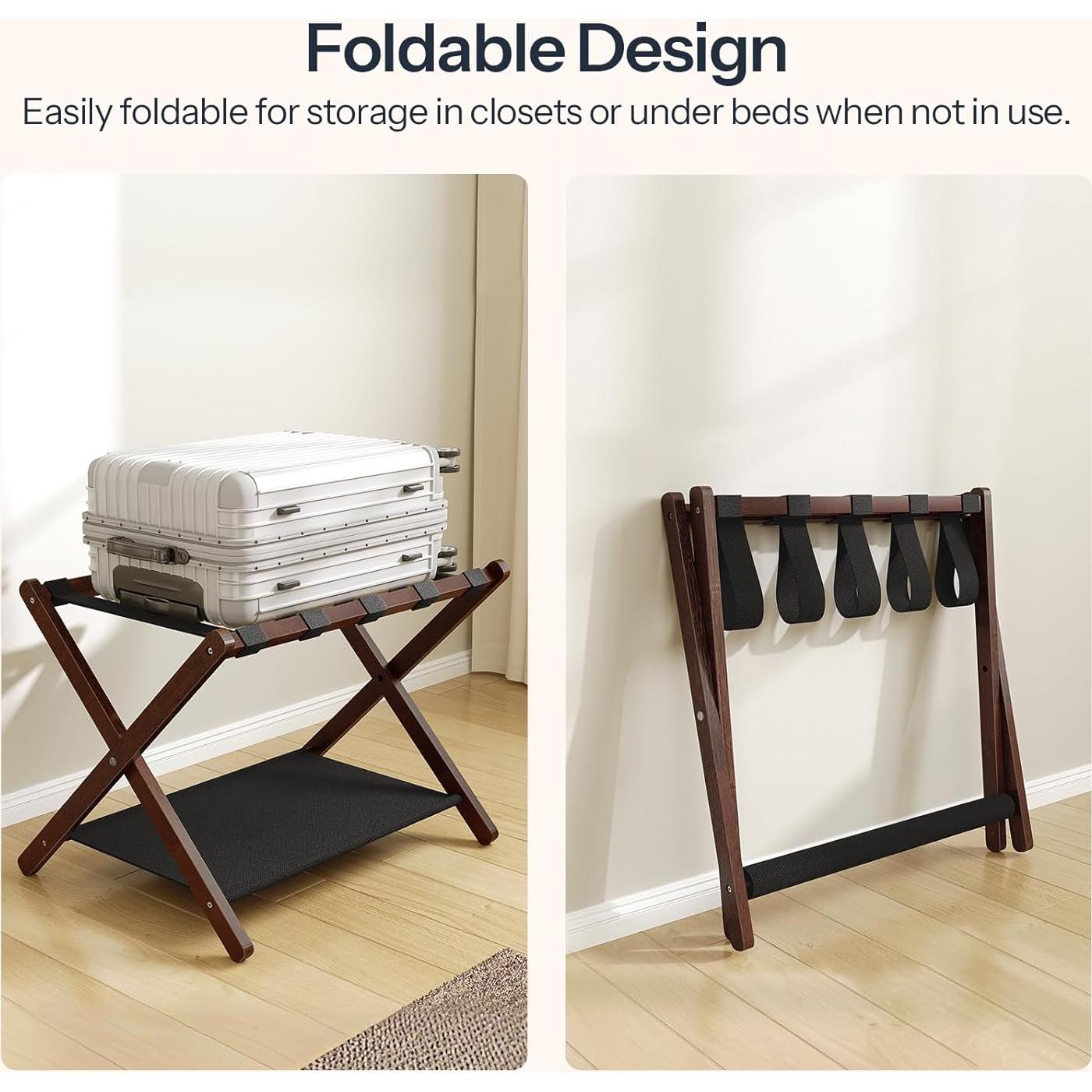 Soportes para Equipaje HOOBRO, Juego de 2, Plegables, Bambú