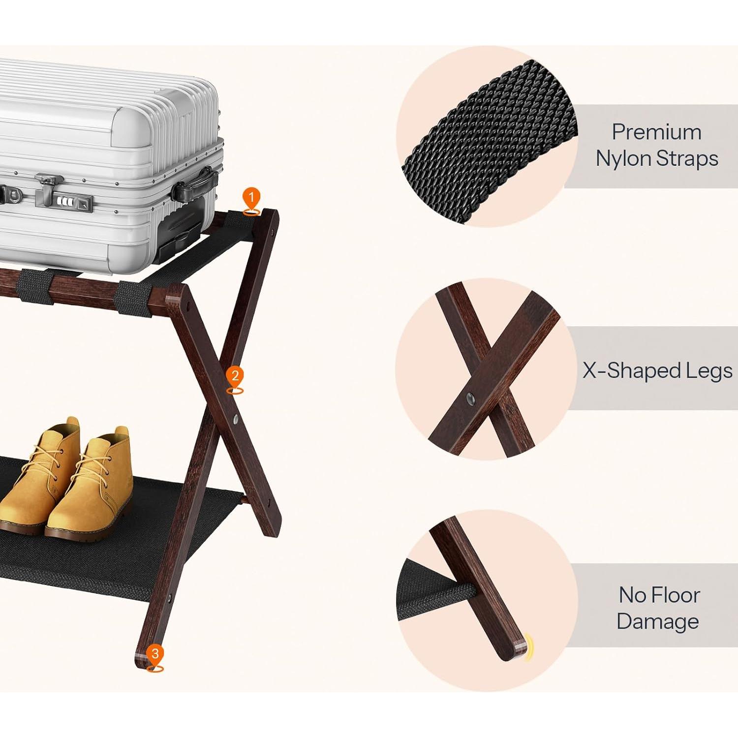 Soportes para Equipaje HOOBRO, Juego de 2, Plegables, Bambú