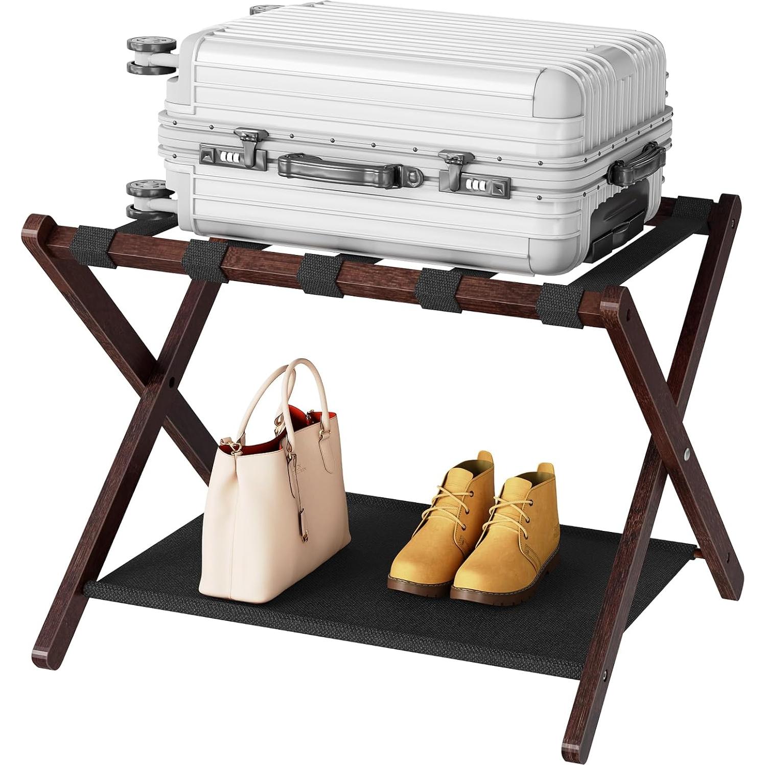 Soportes para Equipaje HOOBRO, Juego de 2, Plegables, Bambú