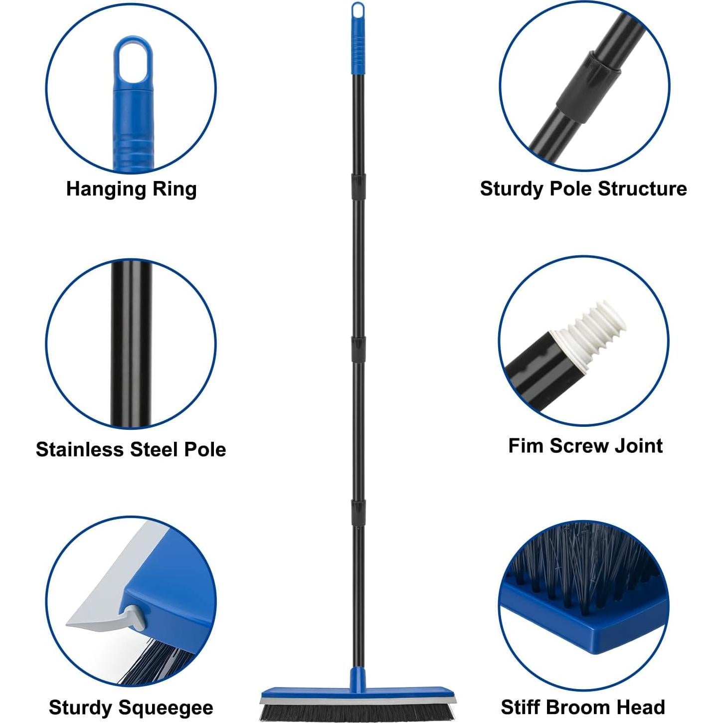 Escoba de empuje KeFanta 40.64 cm con rasqueta y cerdas duras