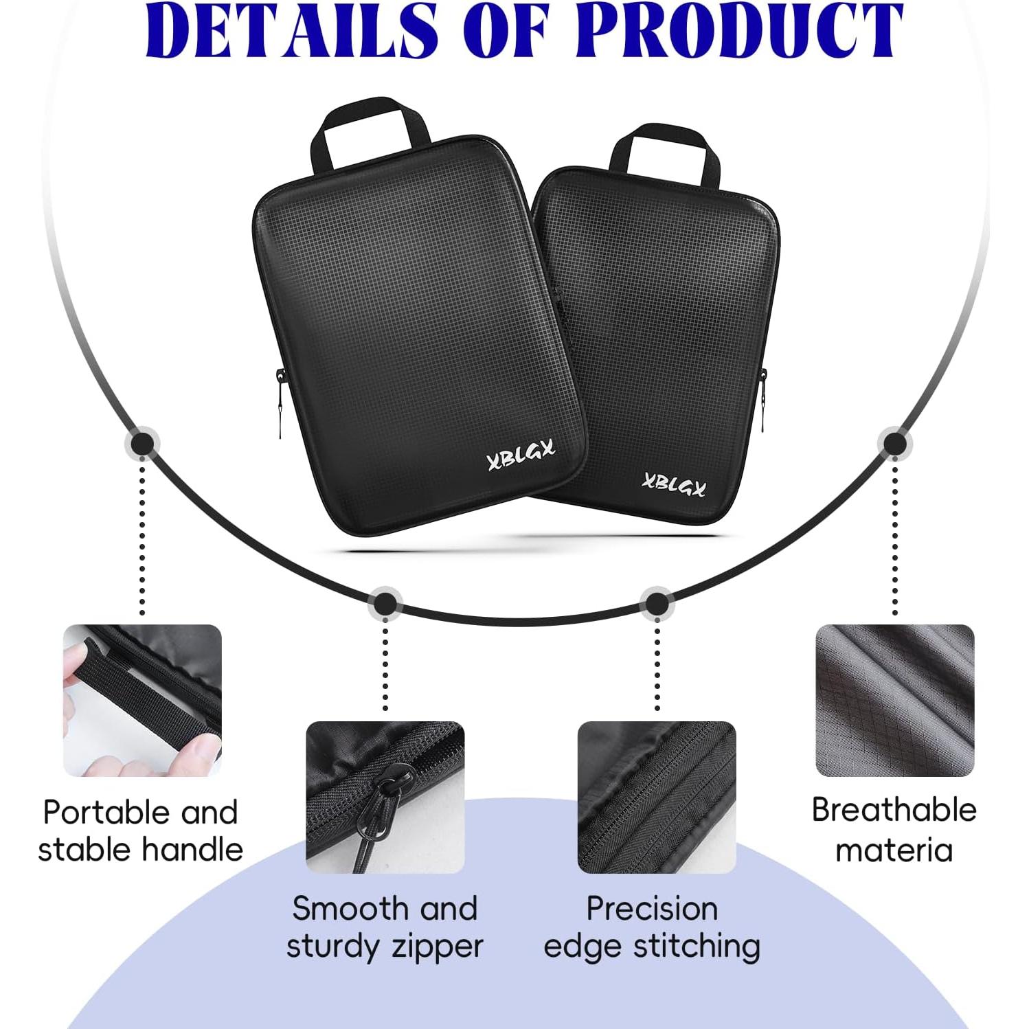 Set de 6 Cubos de Compresión XBLGX para Viaje - Negro