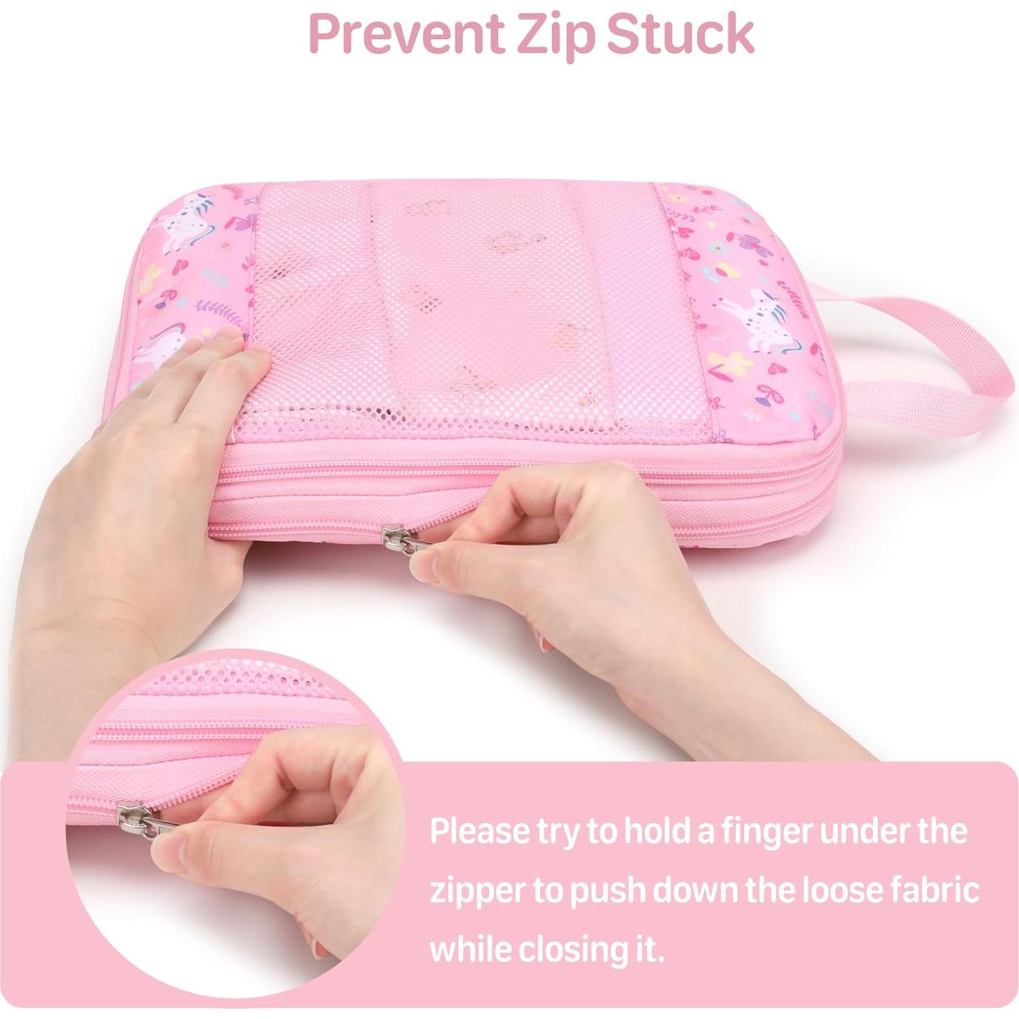 Set de 4 Cubos de Empaque BrainyBees para Niños Unicornio Rosa