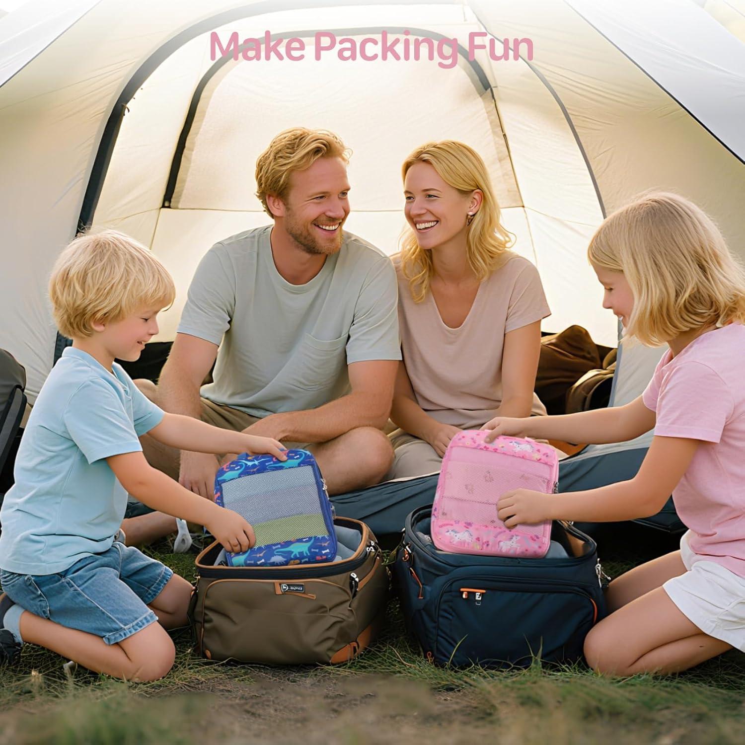 Set de 4 Cubos de Empaque BrainyBees para Niños Unicornio Rosa