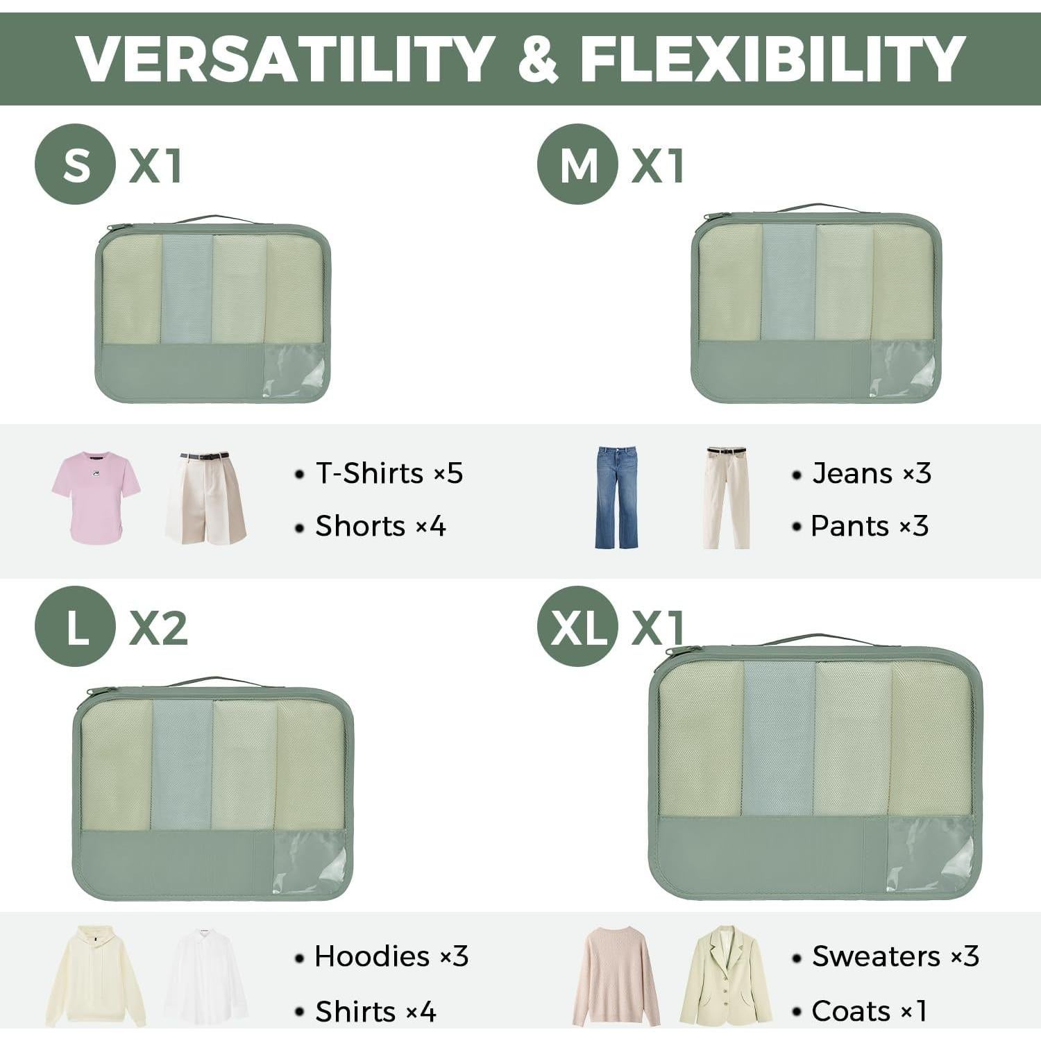 BAGAIL 9 Set Packing Cubes Luggage Packing Organizers for Travel Accessories