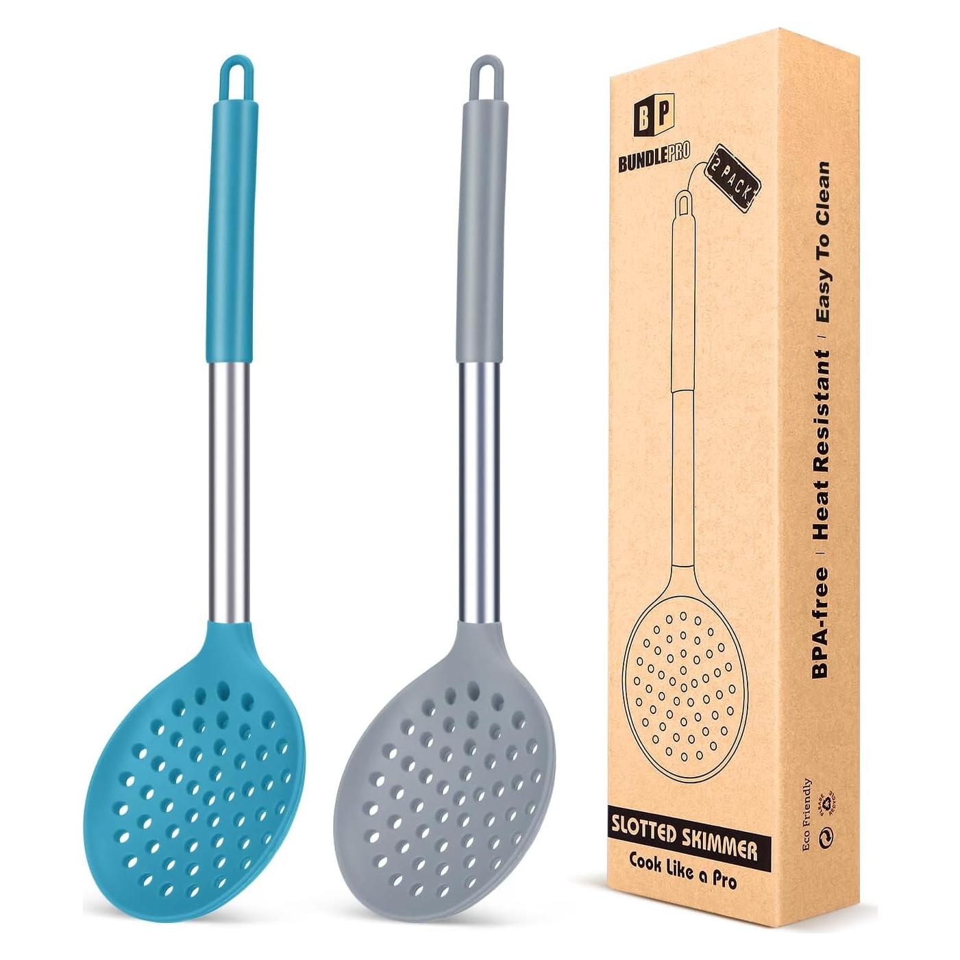 Juego de Cucharones Coladores de Cocina BUNDLEPRO Silicona 34.5cm