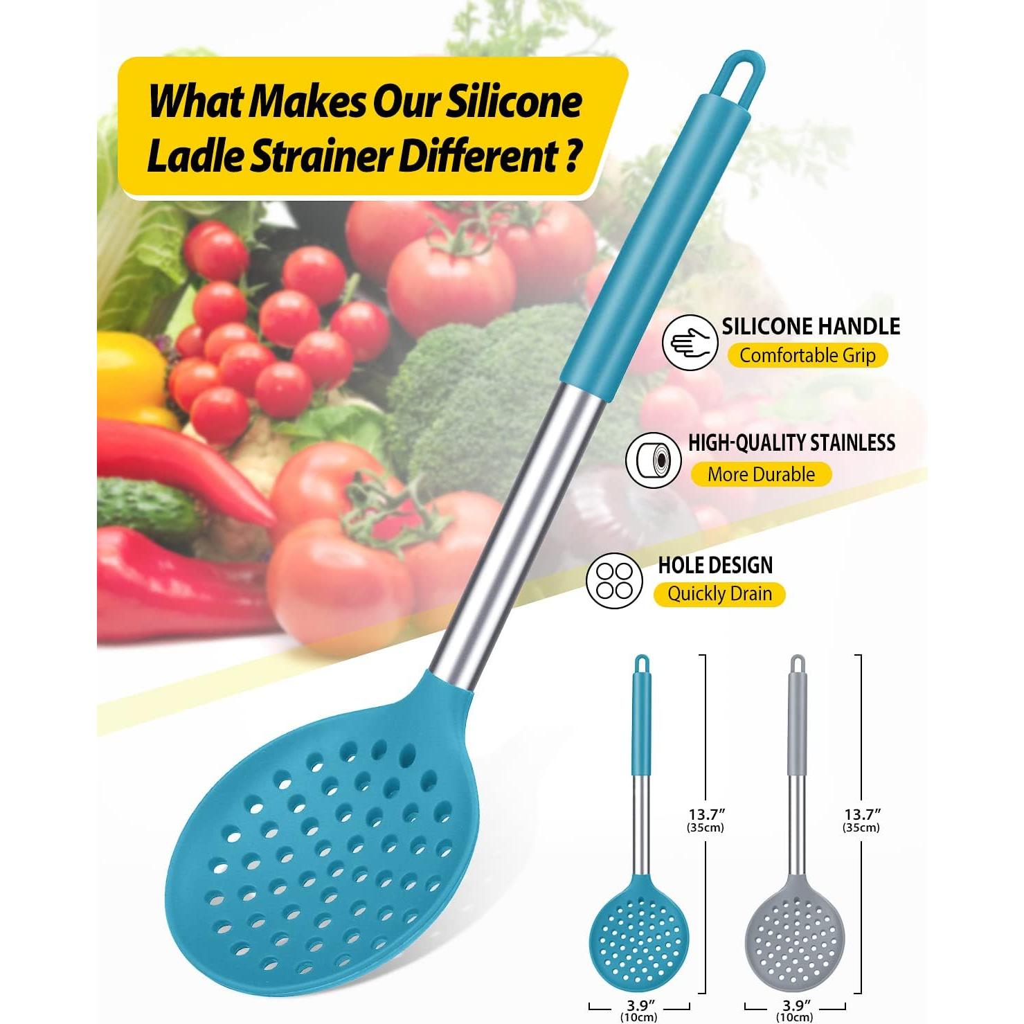 Juego de Cucharones Coladores de Cocina BUNDLEPRO Silicona 34.5cm