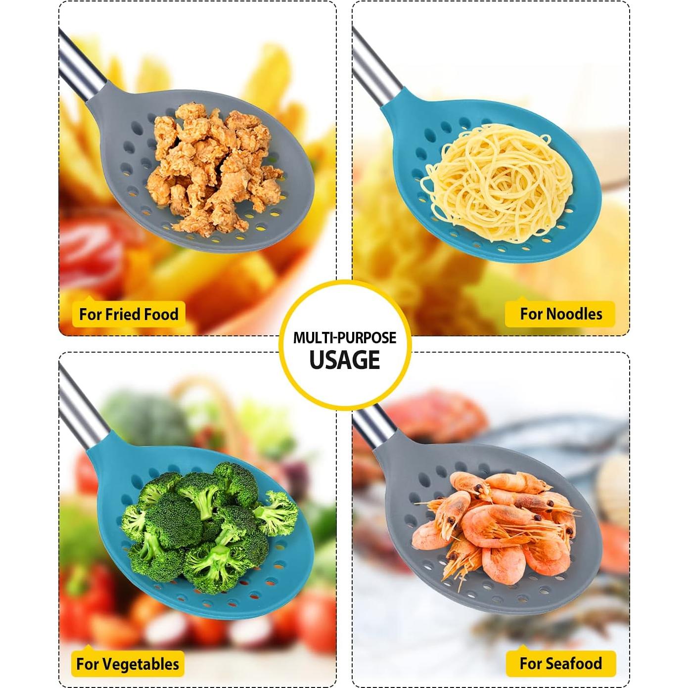 Juego de Cucharones Coladores de Cocina BUNDLEPRO Silicona 34.5cm