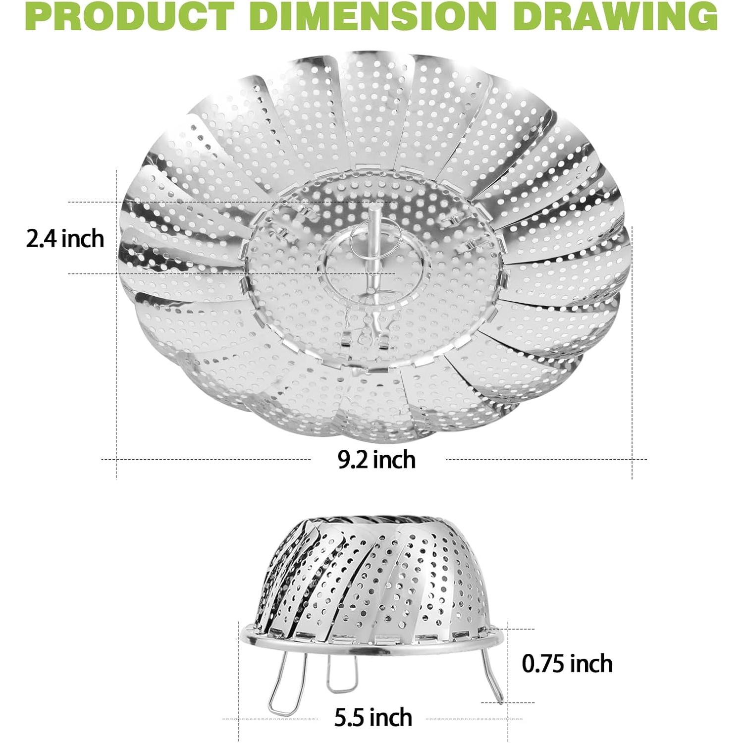 Cesta de Vapor Plegable Acero Inoxidable Muimnvi 14-23 cm