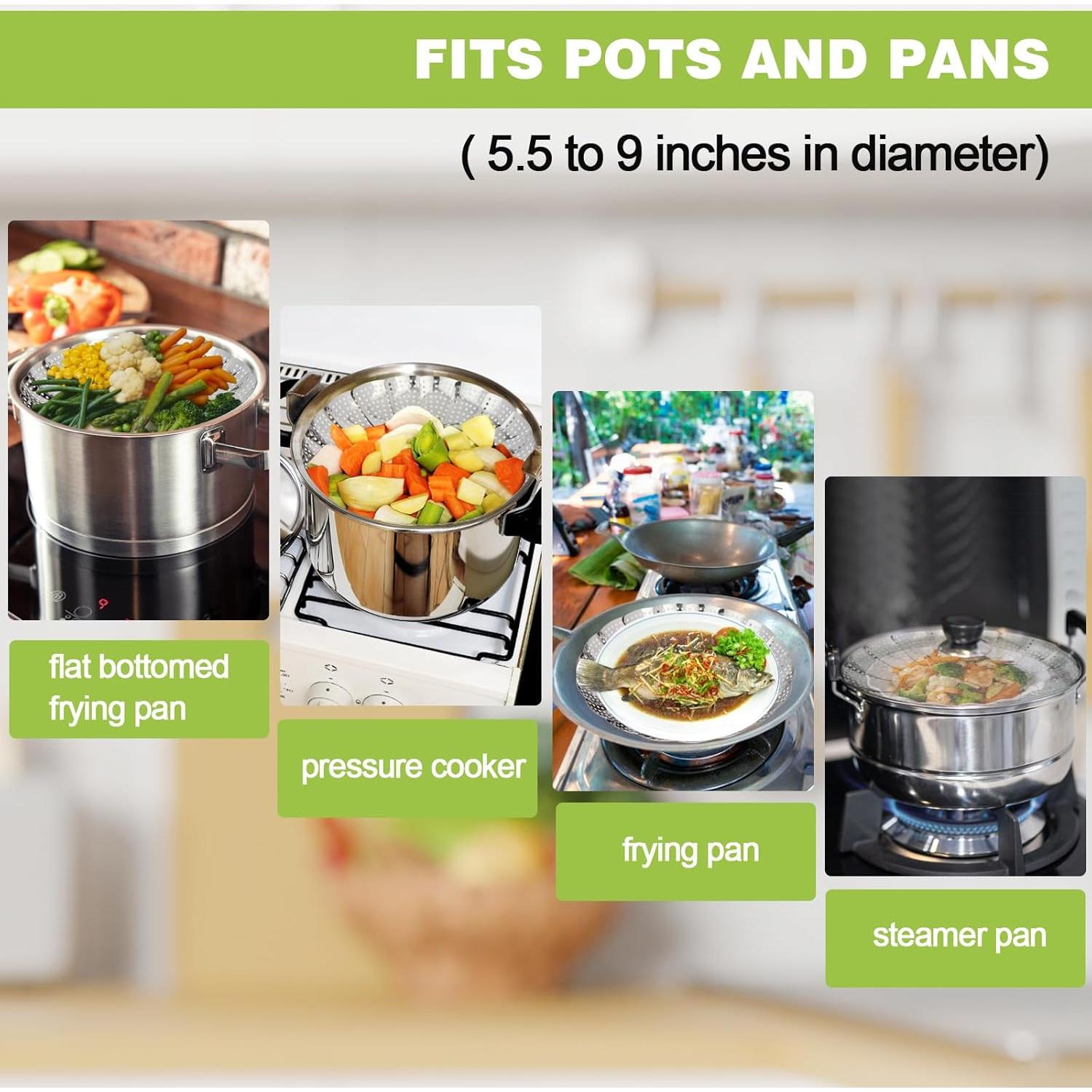 Cesta de Vapor Plegable Acero Inoxidable Muimnvi 14-23 cm