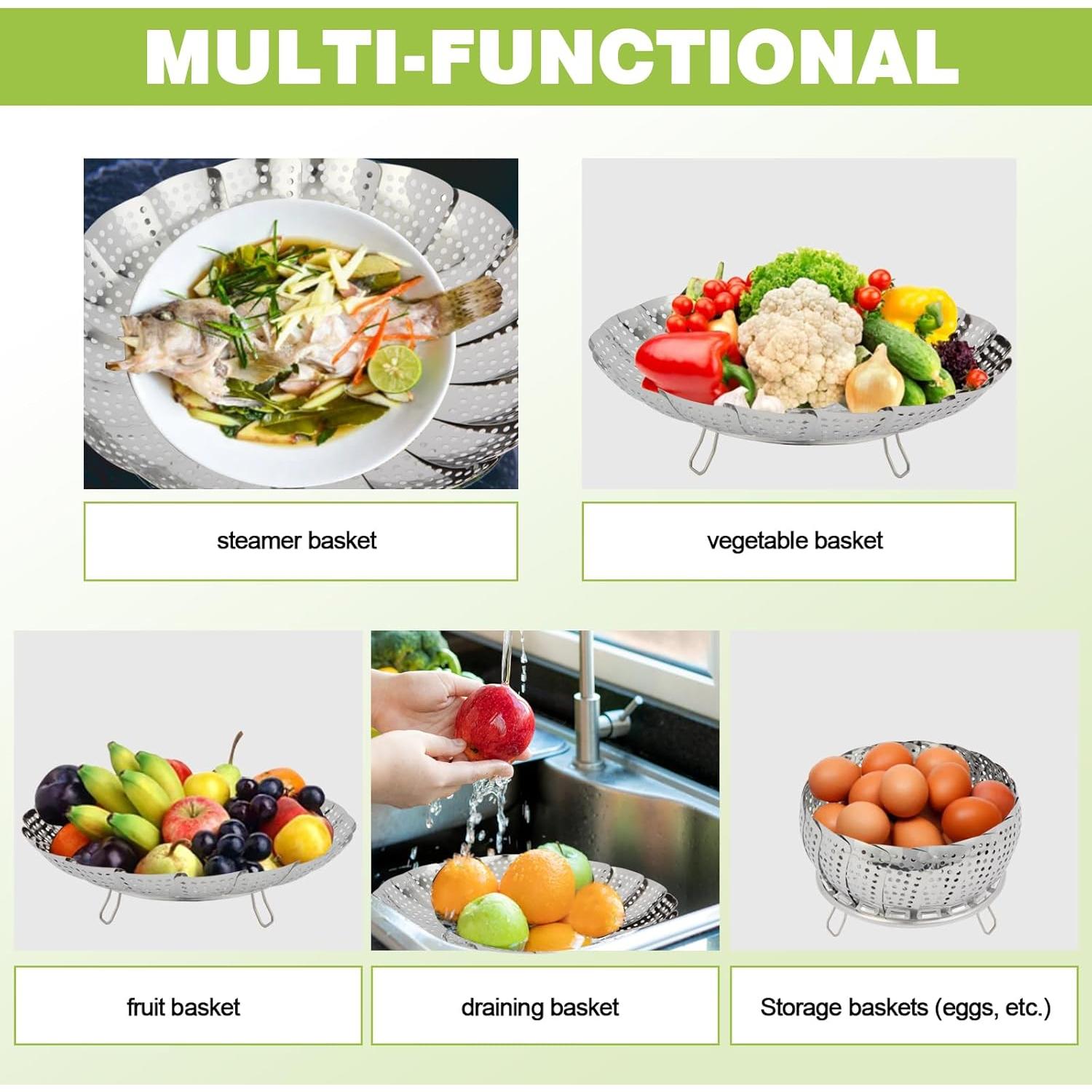 Cesta de Vapor Plegable Acero Inoxidable Muimnvi 14-23 cm