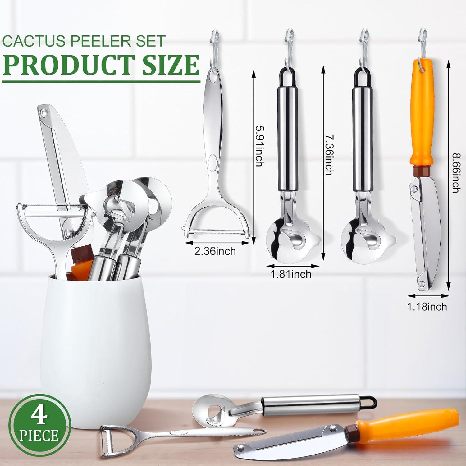 Juego de Herramientas para Pelar Cactus Lothee - 4 Piezas