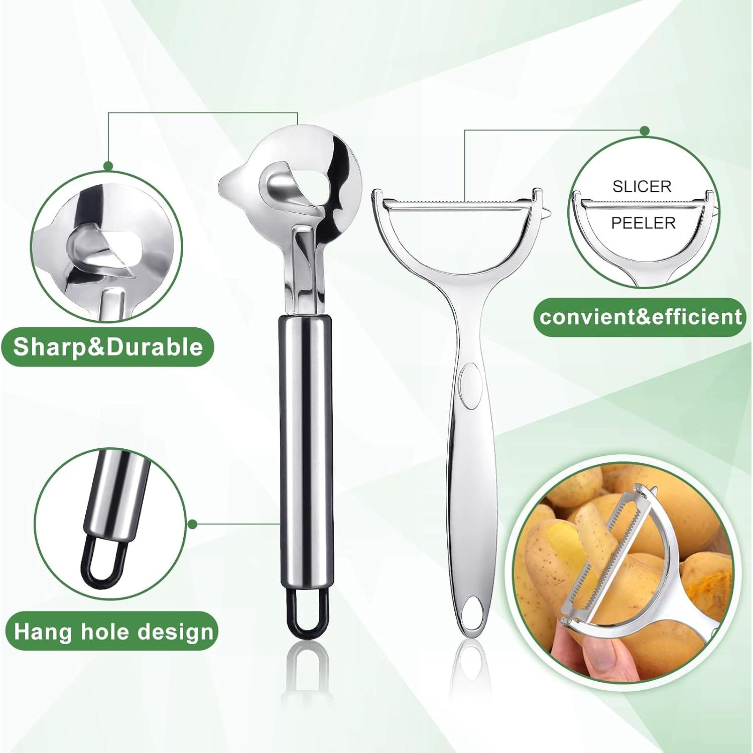 Juego de Peladores de Cactus Lothee - 4 Piezas Acero Inoxidable