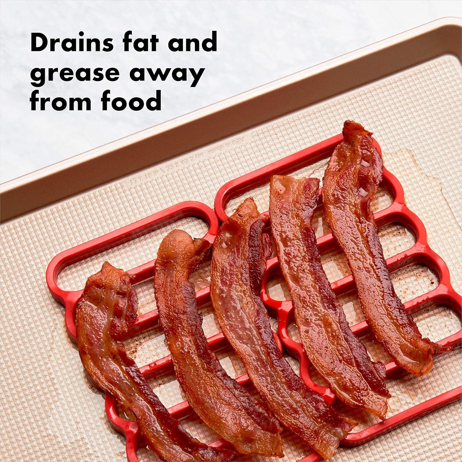 Soportes de Silicona para Asar OXO Good Grips, Paquete de 2, Rojo