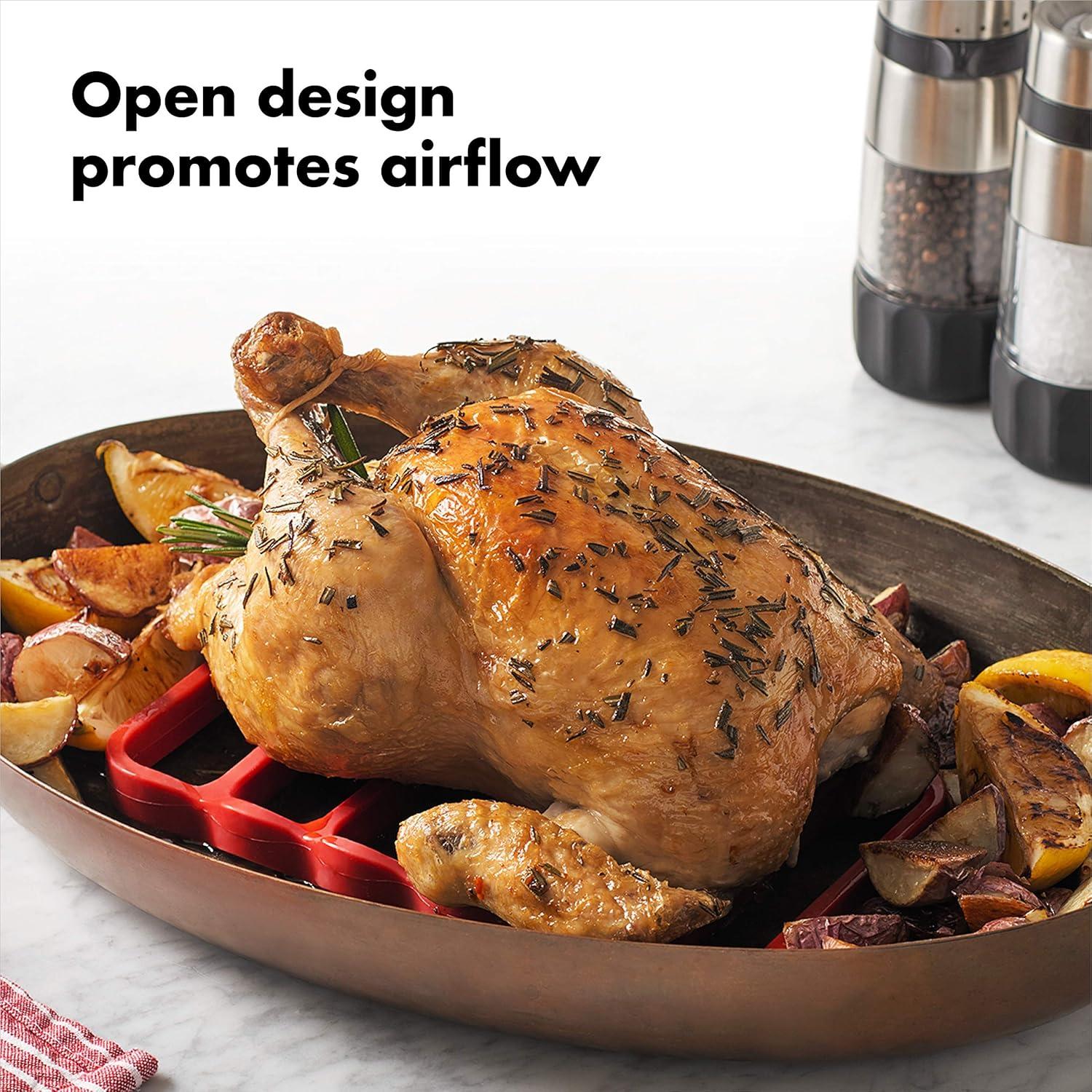 Soportes de Silicona para Asar OXO Good Grips, Paquete de 2, Rojo