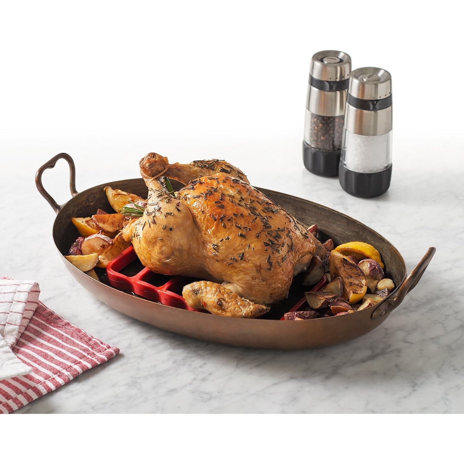 Soportes de Silicona para Asar OXO Good Grips, Paquete de 2, Rojo