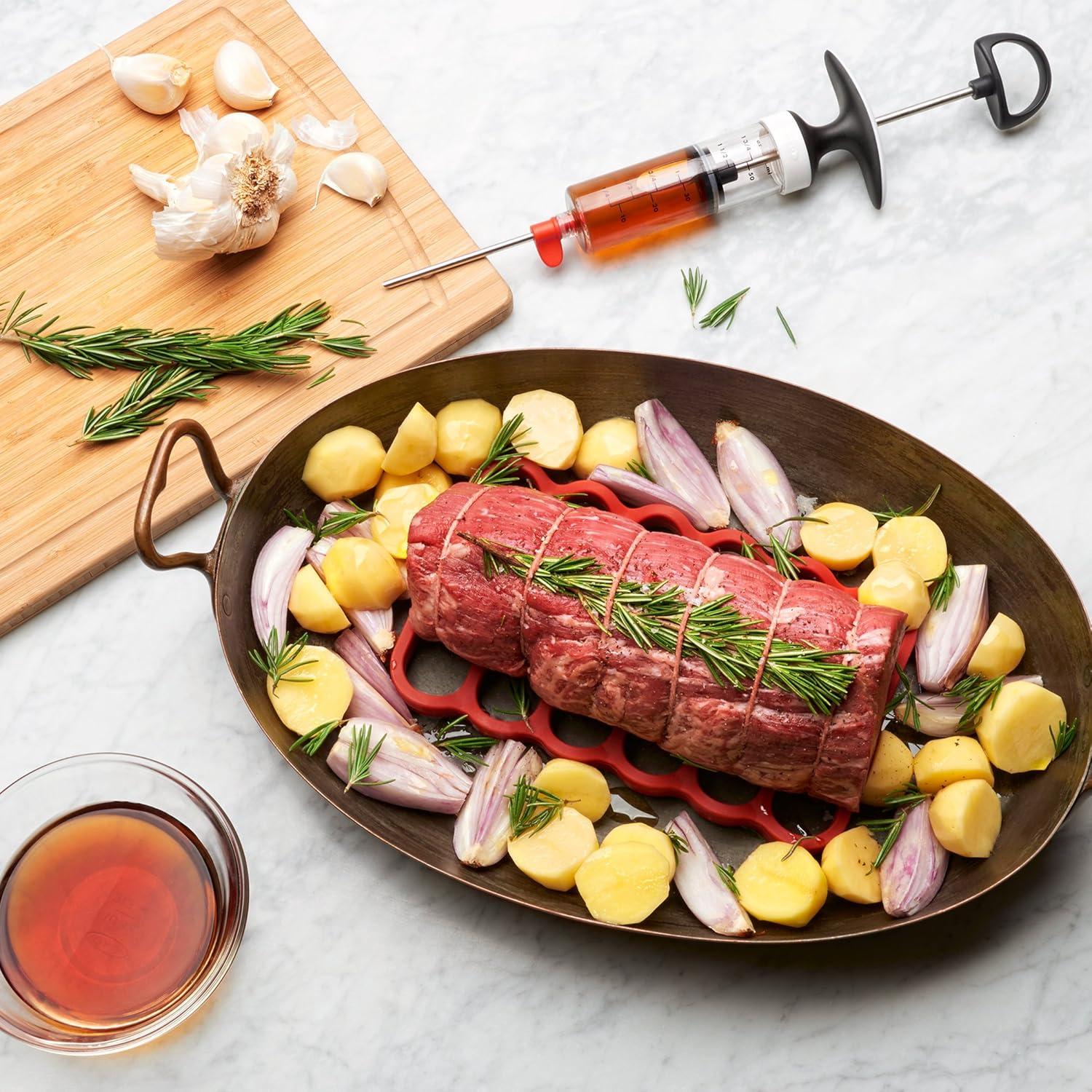 Soportes de Silicona para Asar OXO Good Grips, Paquete de 2, Rojo