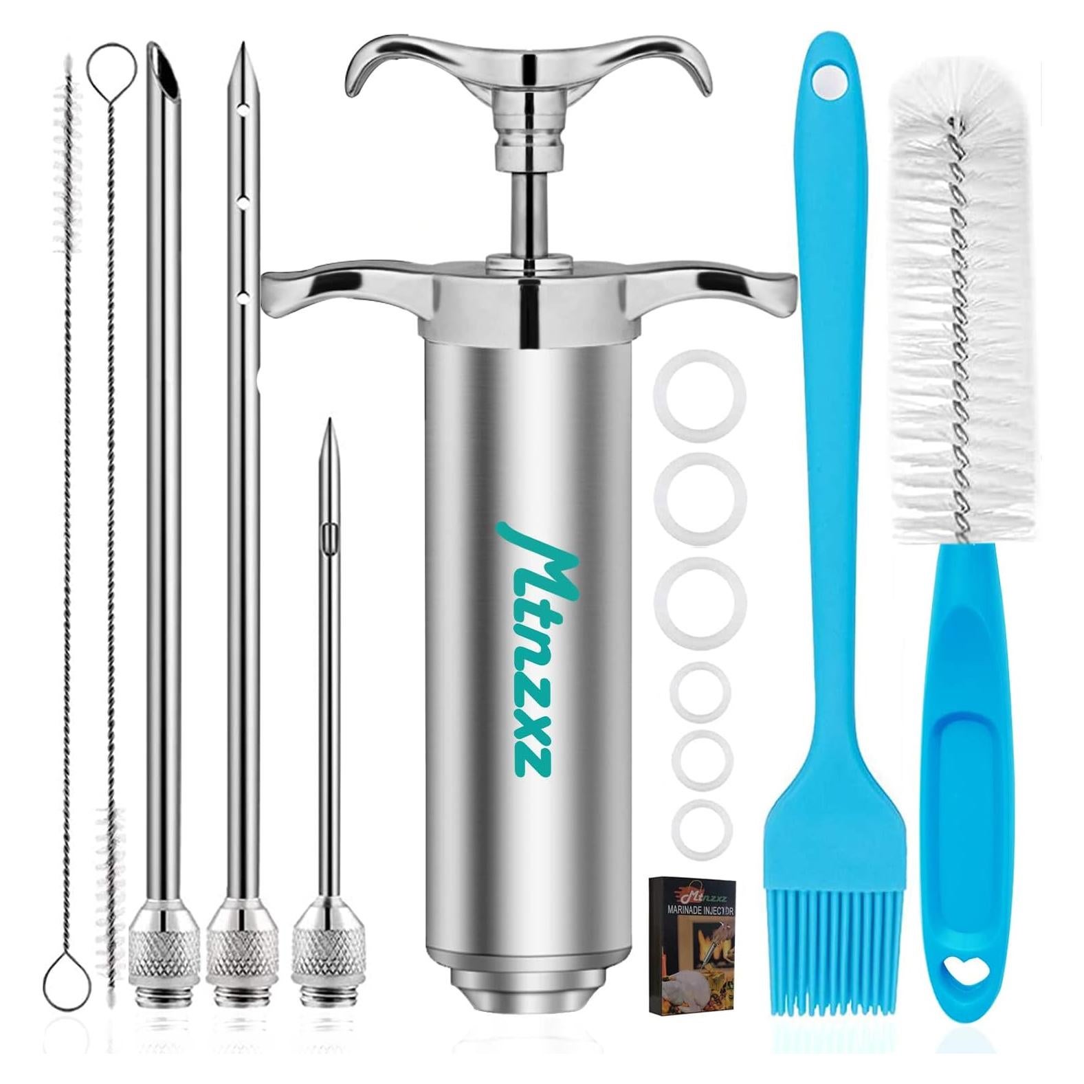 Jeringa para Marinada MTNZXZ con 3 Agujas y Cepillos de Silicona