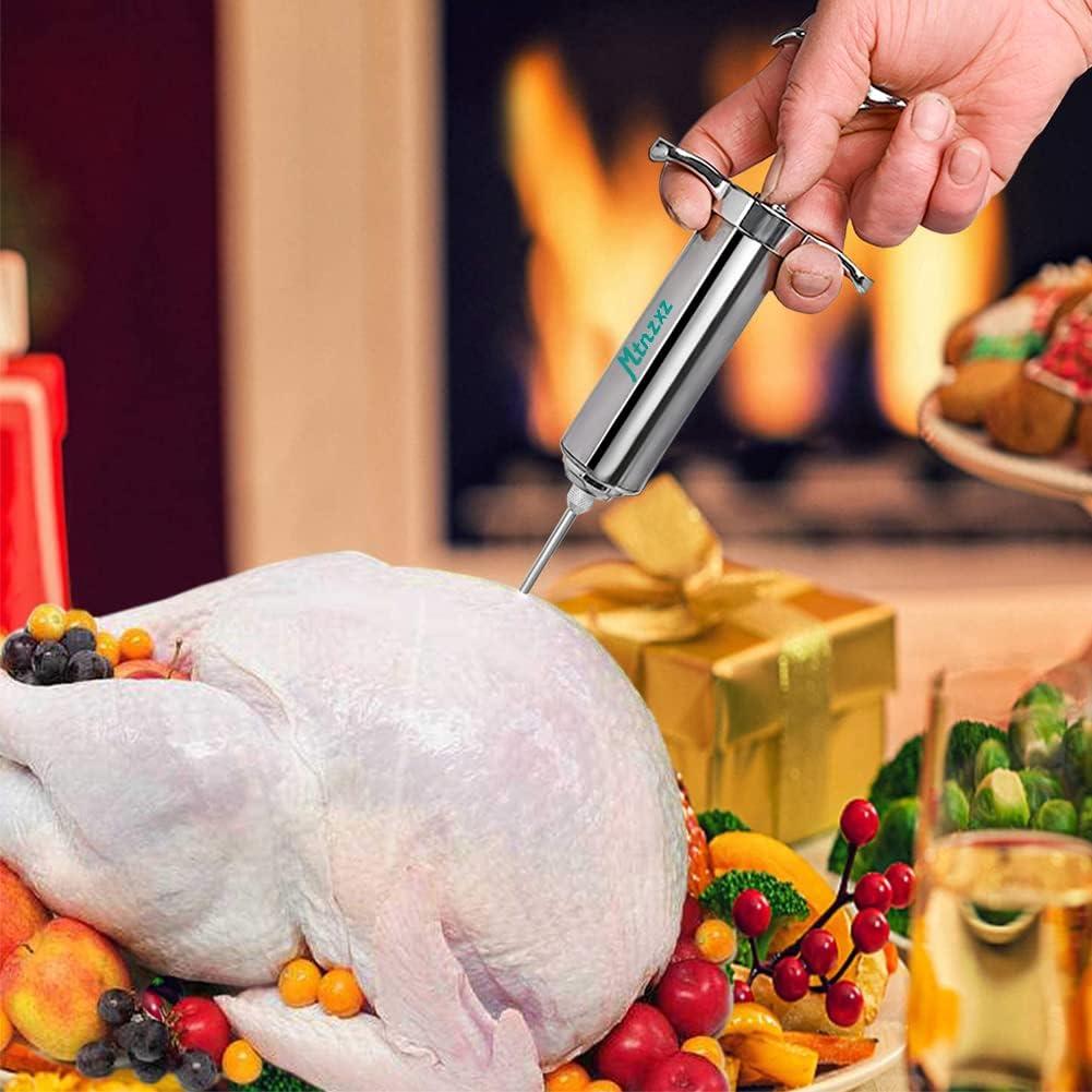 Jeringa para Marinada MTNZXZ con 3 Agujas y Cepillos de Silicona