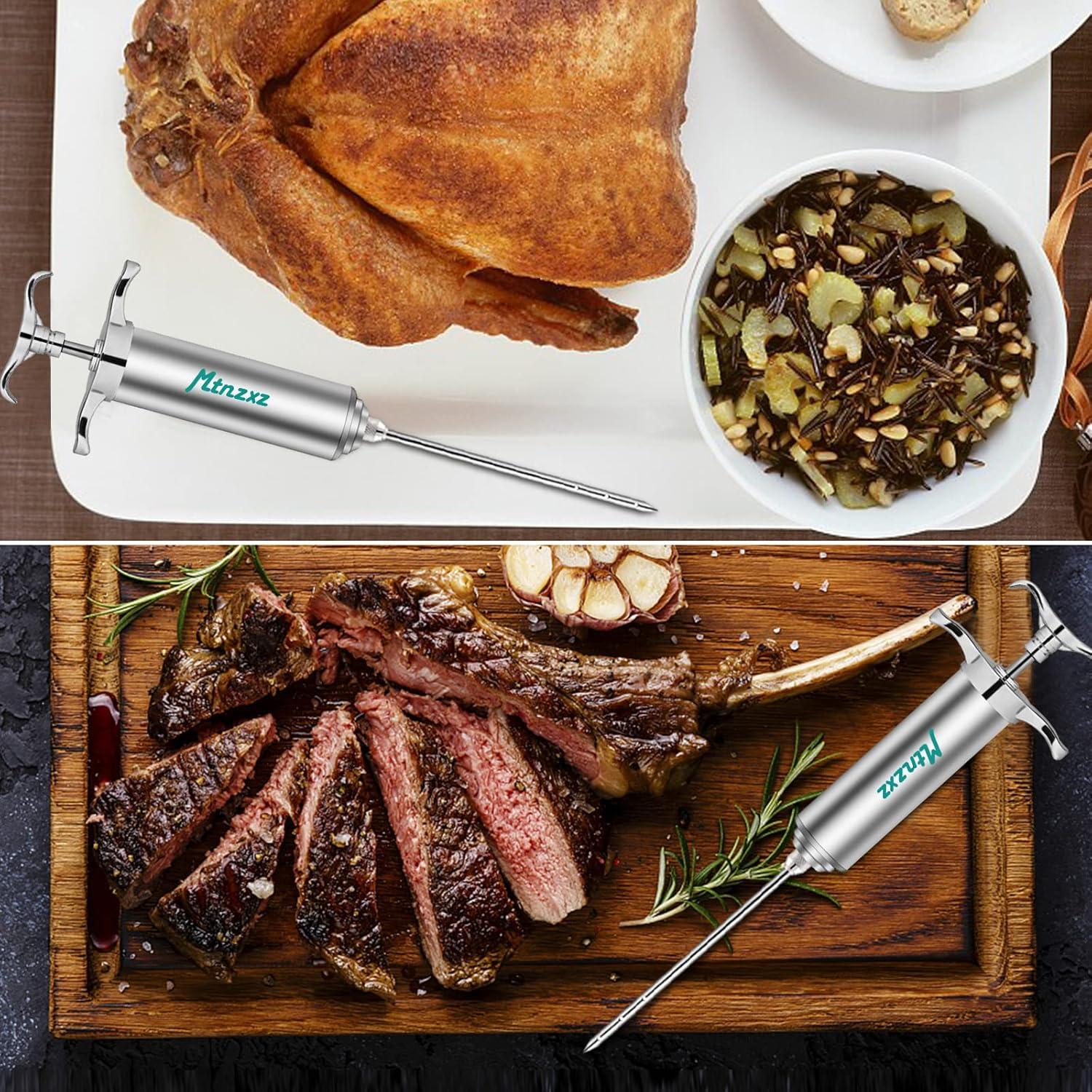 Jeringa para Marinada MTNZXZ con 3 Agujas y Cepillos de Silicona