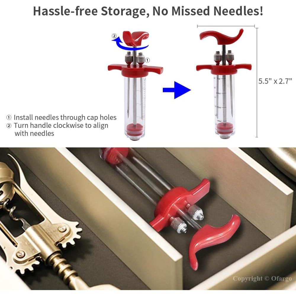 Jeringa de Inyección de Marinada Ofargo 30 ml Roja con Recetas