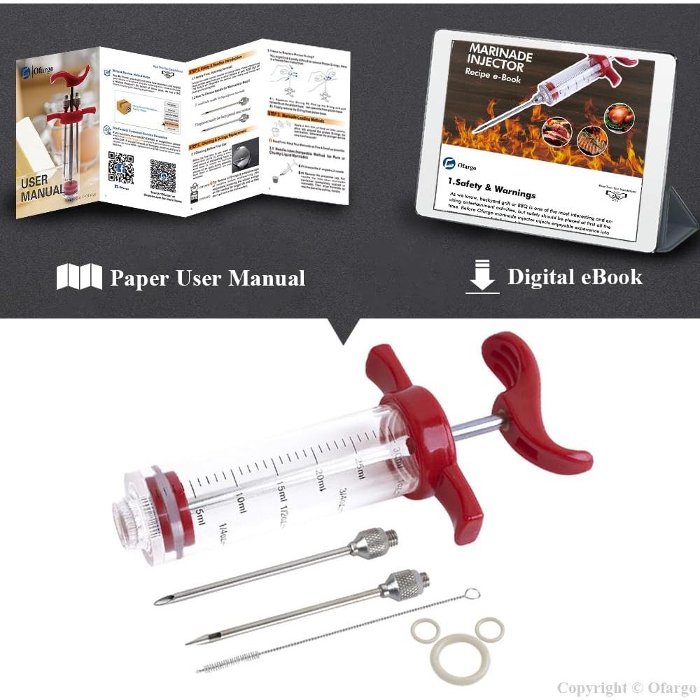 Jeringa de Inyección de Marinada Ofargo 30 ml Roja con Recetas