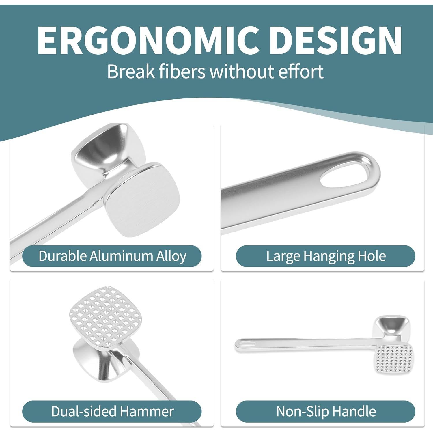 Mazo Ablandador de Carne VOCOSTE, Aluminio Doble Cara 23x6.4cm