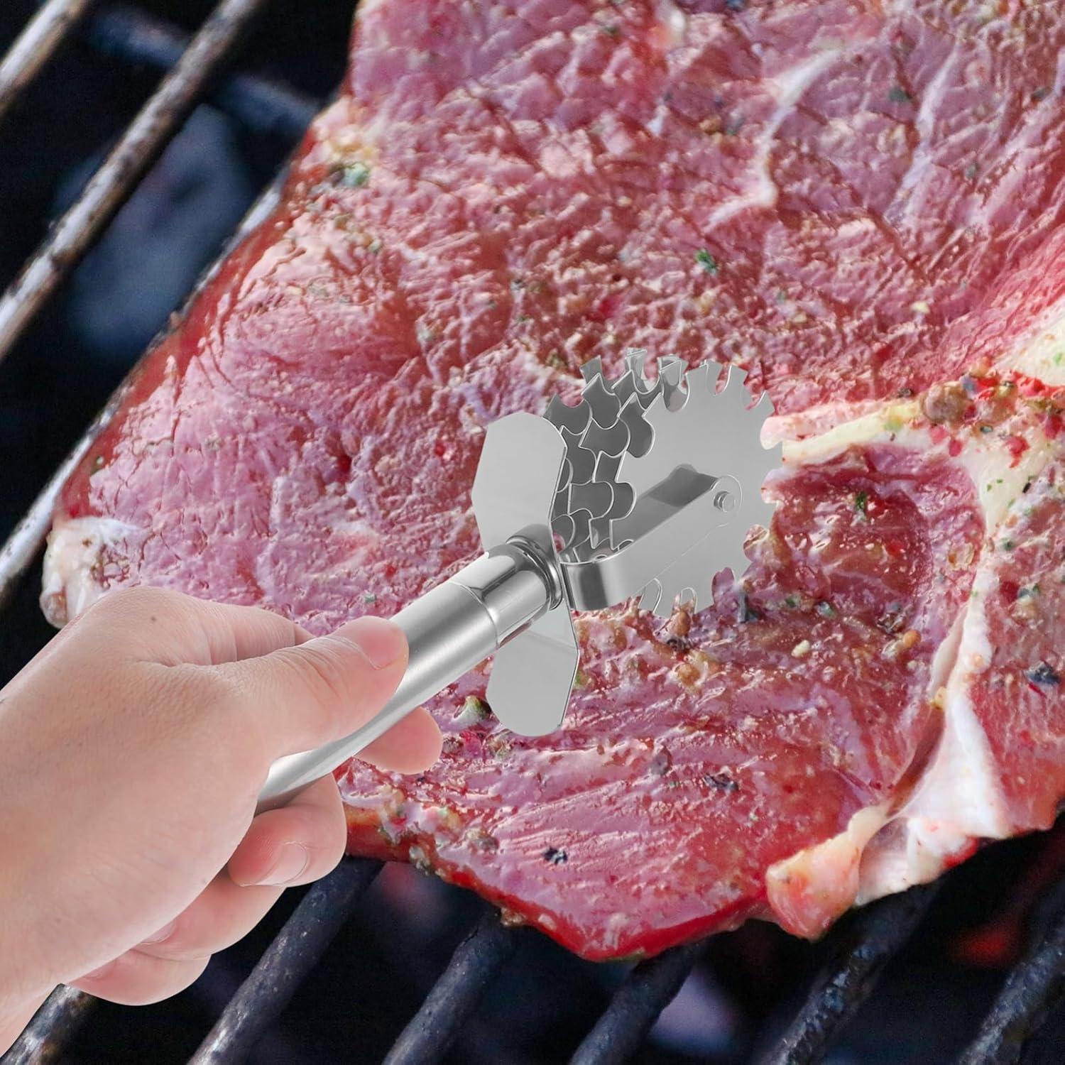 Rodillo Ablandador de Carne Acero Inoxidable STOBAZA 5 Ruedas