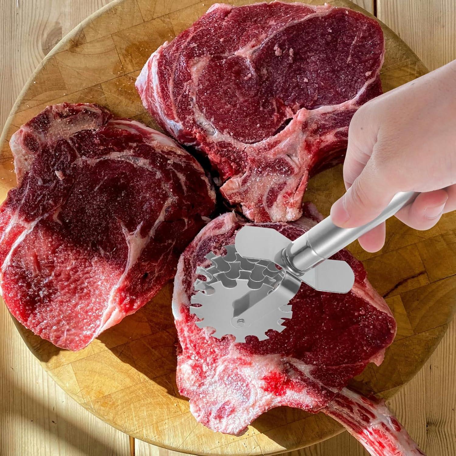 Rodillo Ablandador de Carne Acero Inoxidable STOBAZA 5 Ruedas