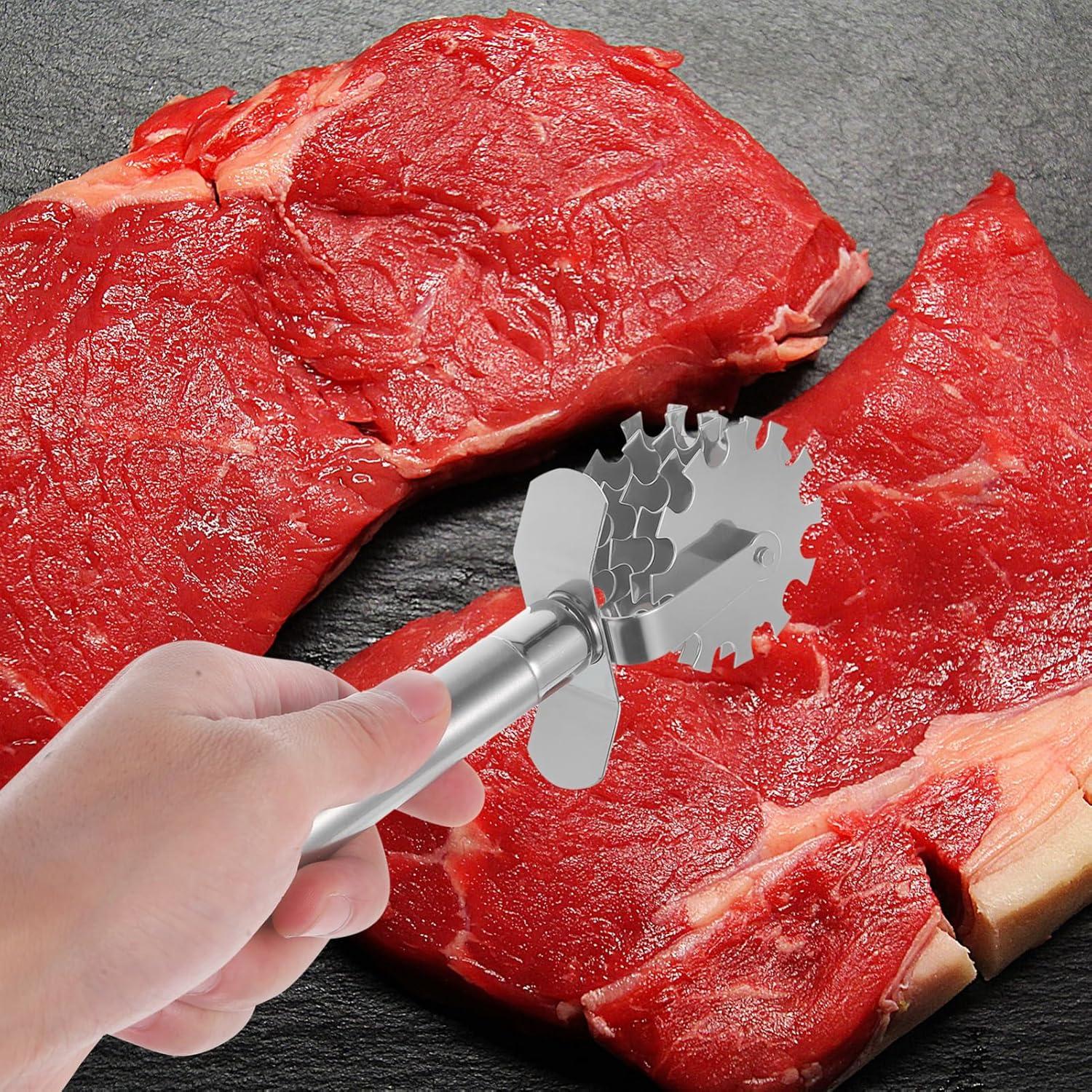 Rodillo Ablandador de Carne Acero Inoxidable STOBAZA 5 Ruedas