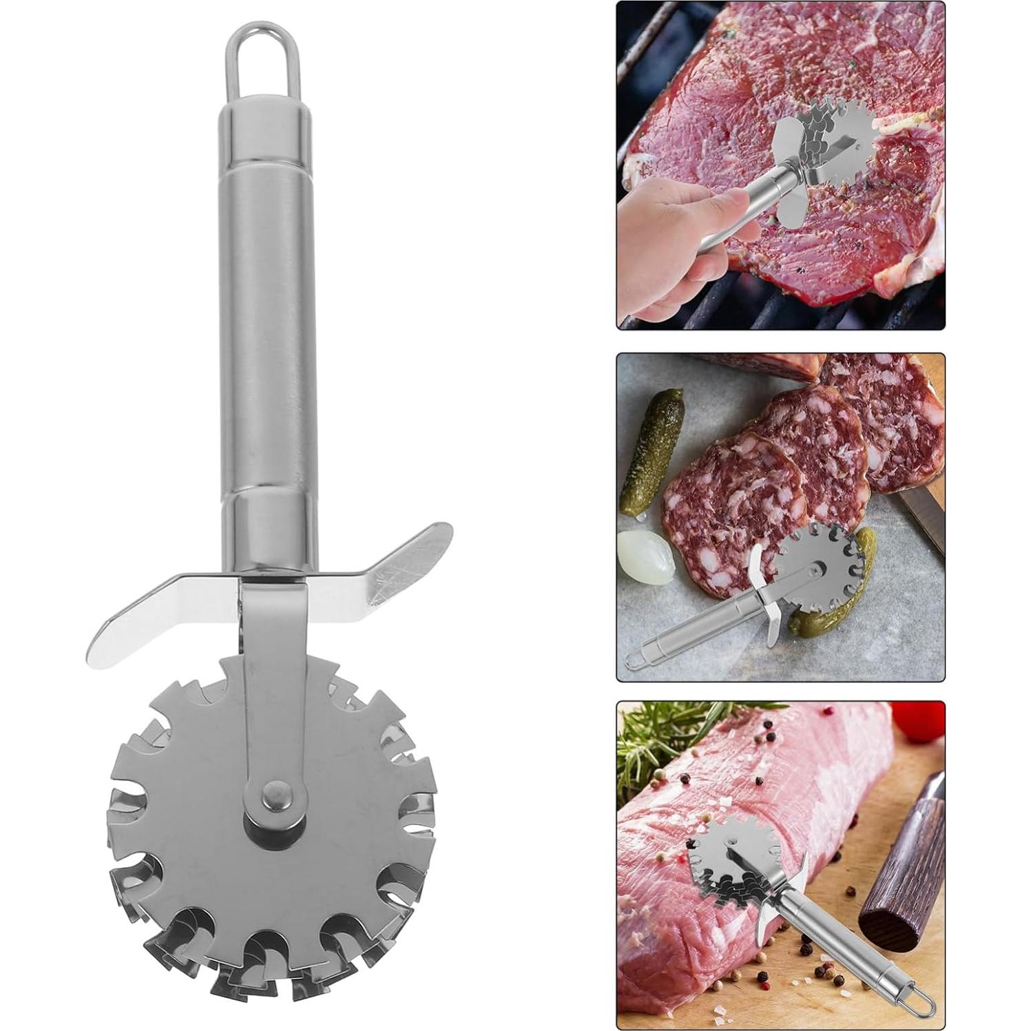 Rodillo Ablandador de Carne Acero Inoxidable STOBAZA 5 Ruedas