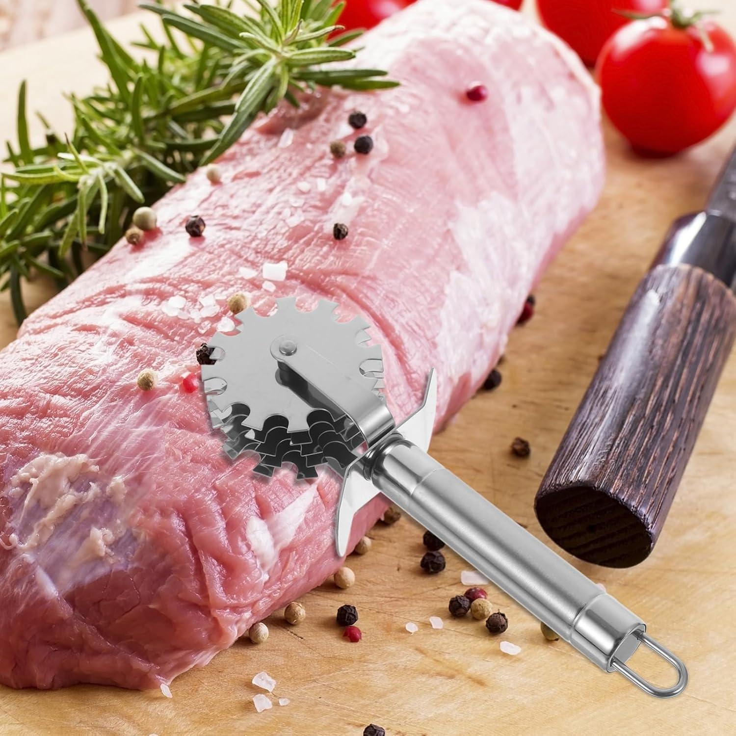 Rodillo Ablandador de Carne Acero Inoxidable STOBAZA 5 Ruedas