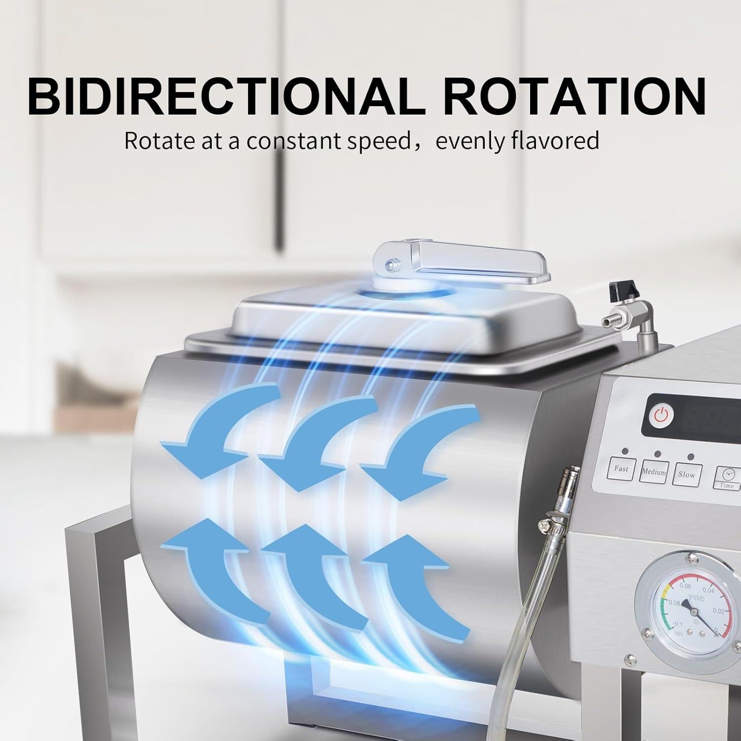 Tumbler de Vacío CLIVIA 18L para Marinado de Carne Acero Inoxidable