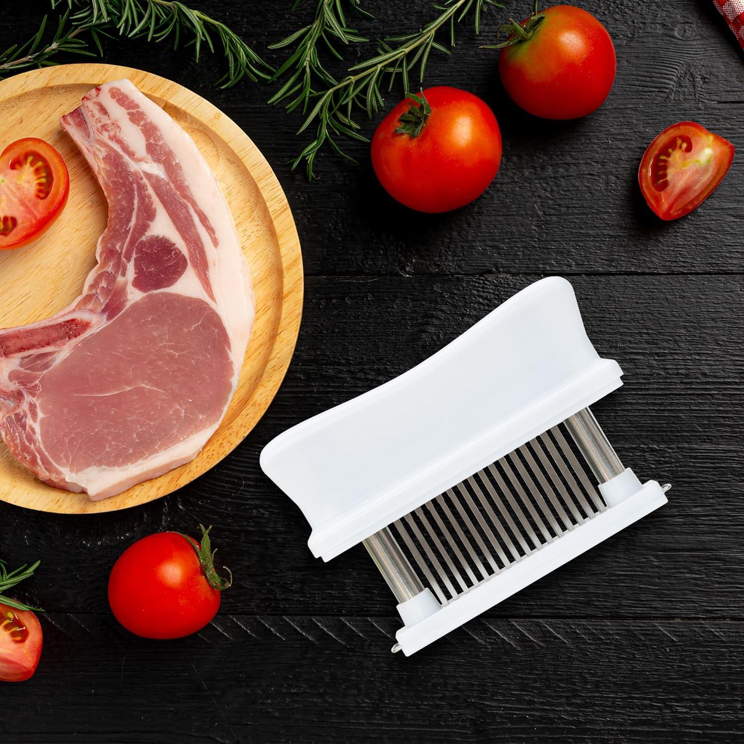 Ablandador de Carne WYZworks con 48 Cuchillas de Acero Inoxidable Blanco